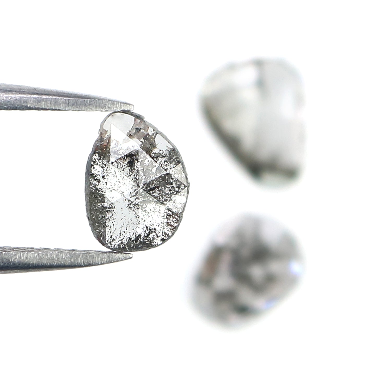 0.98 CT Natural Loose Slice Shape Diamond Salt And Pepper Slice Uncut Diamond 8.10 MM Natural Black Grey Diamond Irregular Cut Diamond L3616