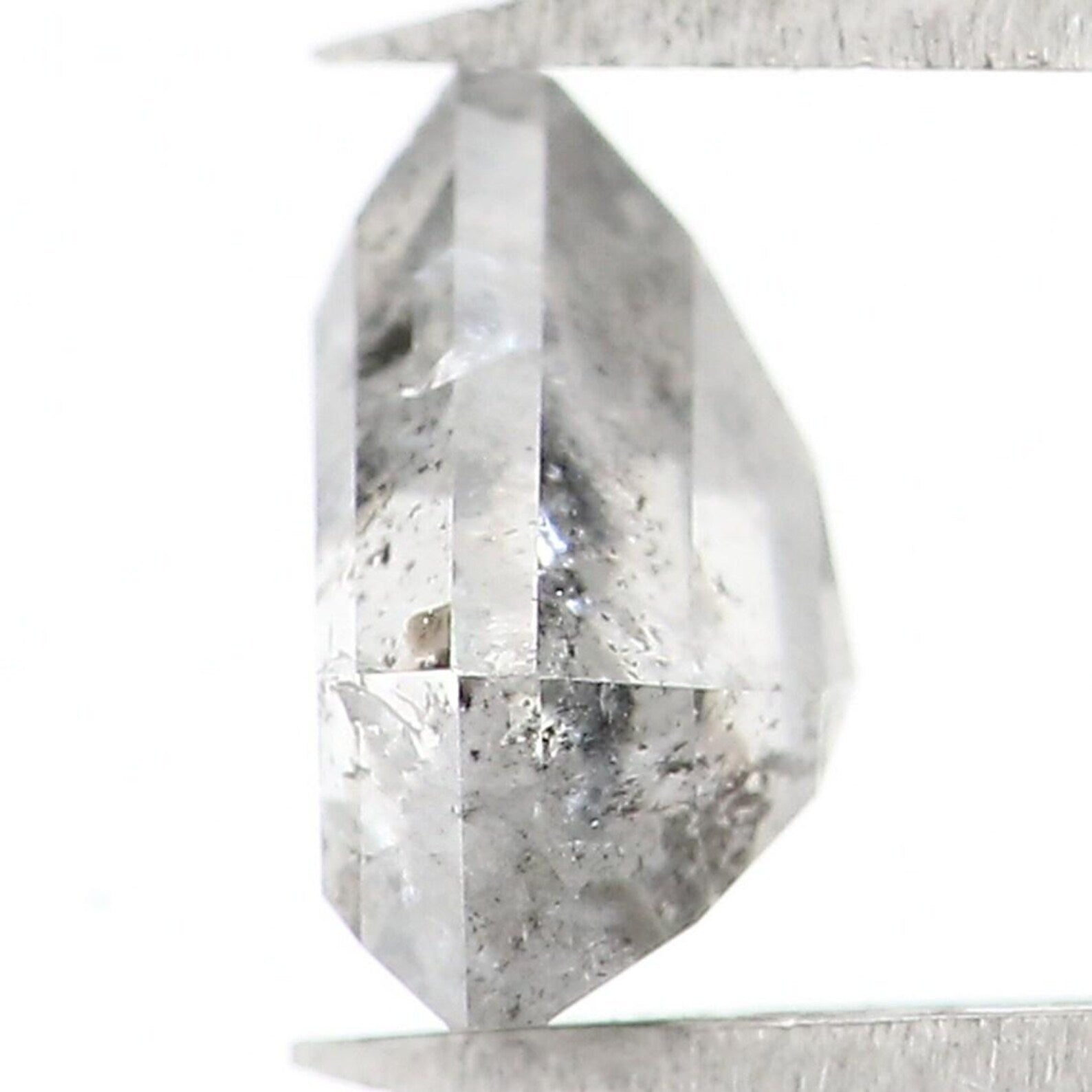 0.64 CT Natural Loose Shield Shape Diamond Salt And Pepper Shield Diamond 5.80 MM Natural Black Gray Color Shield Rose Cut Diamond NQ1672