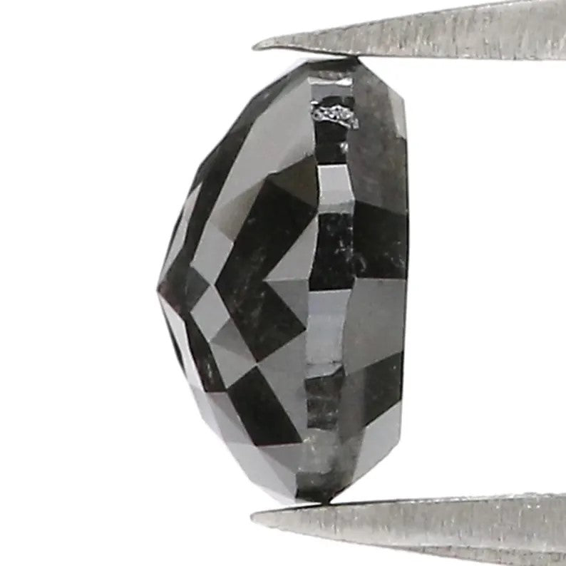 1.78 CT Natural Loose Round Rose Cut Diamond Salt And Pepper Round Shape Diamond 7.20 MM Natural Black Grey Color Rose Cut Diamond QN9666