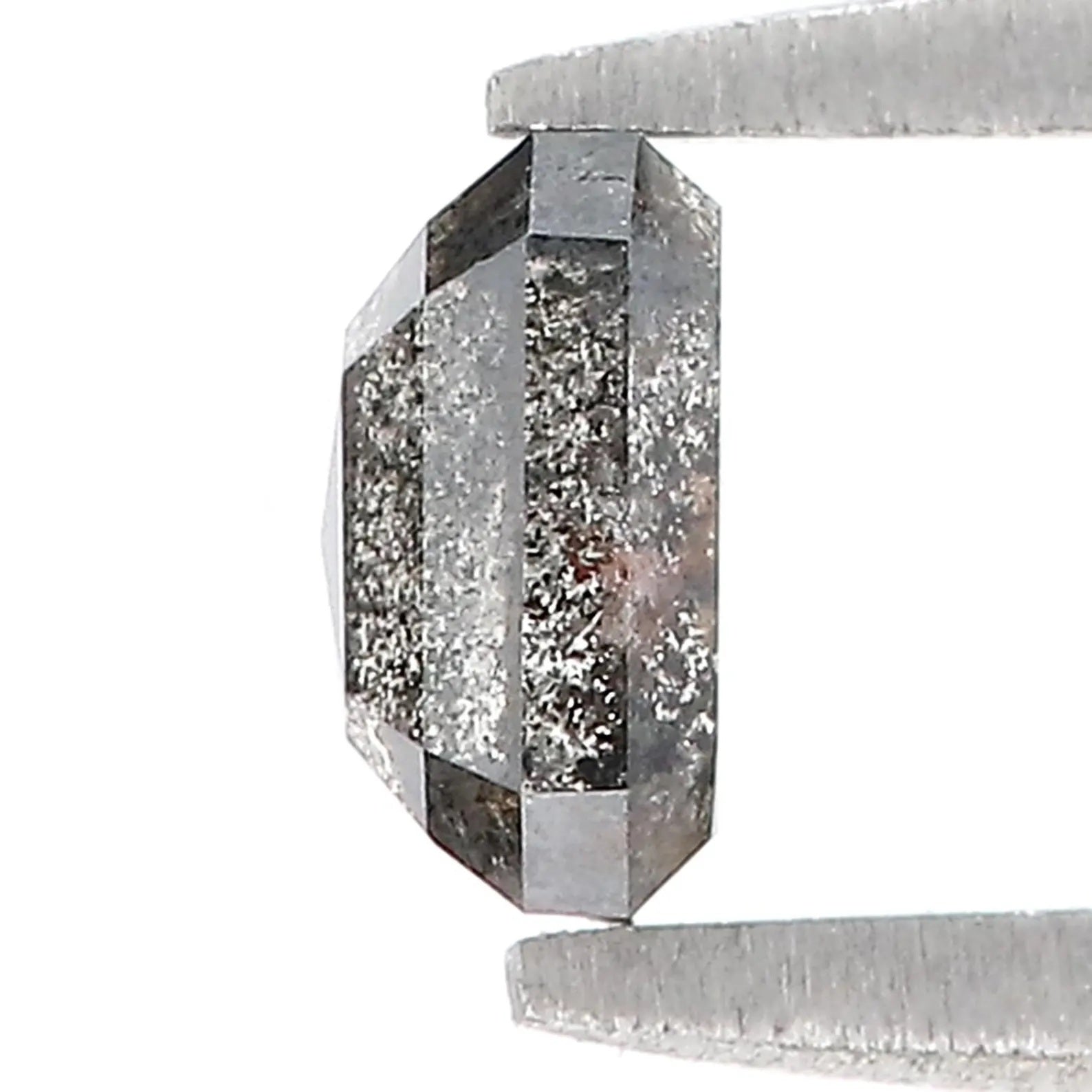 0.58 CT Natural Loose Emerald Shape Diamond Salt And Pepper Diamond 4.95 MM Natural Loose Black Grey Color Emerald Rose Cut Diamond QN636