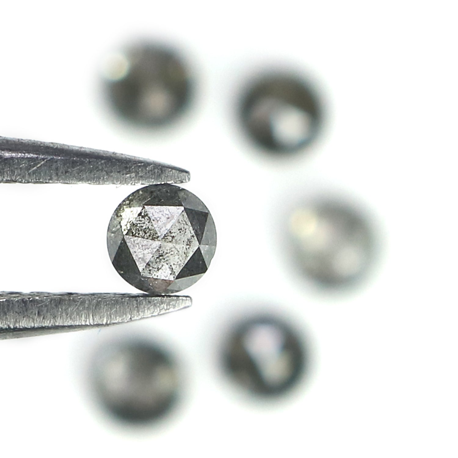0.73 Ct Natural Loose Round Shape Diamond Salt And Pepper Round Cut Diamond 2.90 MM Natural Black Gray Color Round Rose Cut Diamond N8590