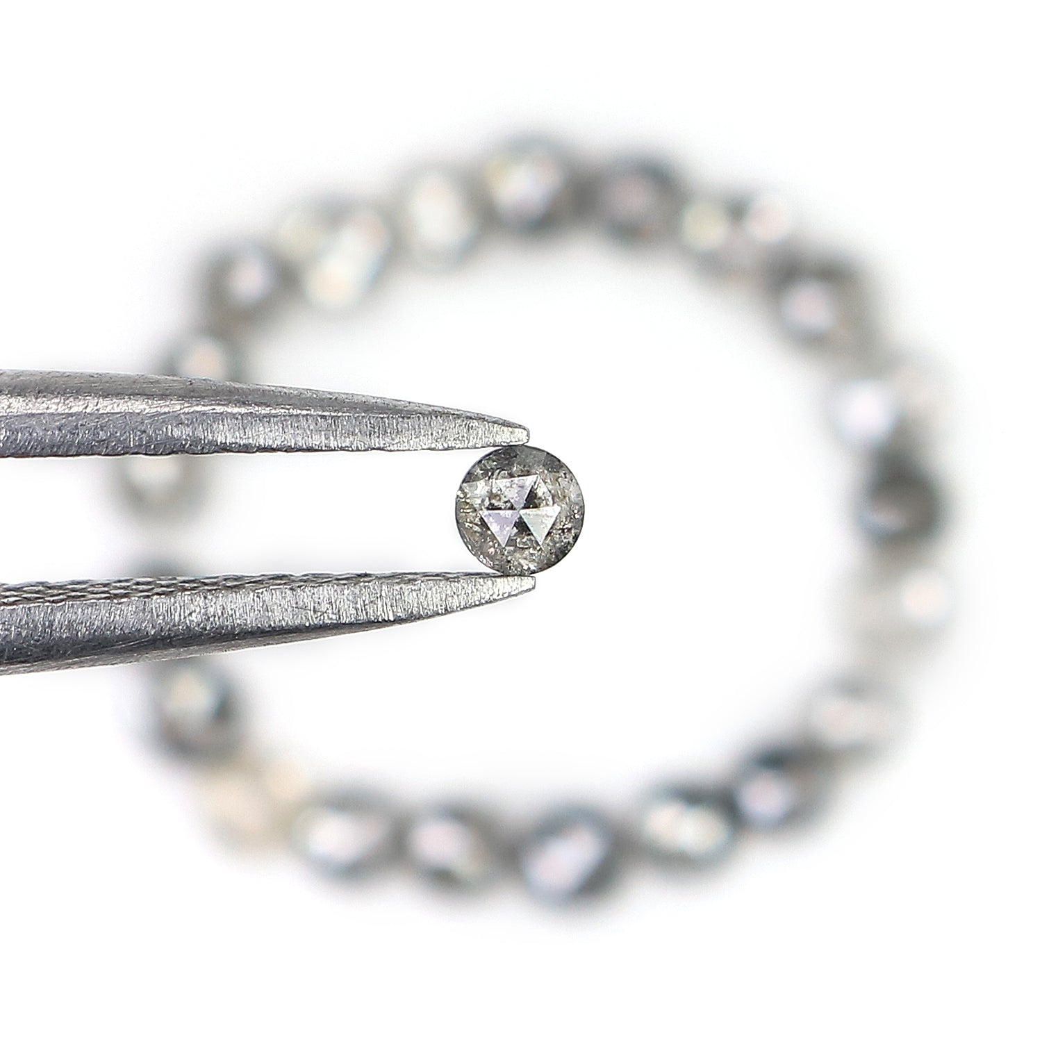 1.34 Ct Natural Loose Round Rose Cut Diamond Salt And Pepper Round Shape Diamond 2.10 MM Natural Black Grey Round Rose Cut Diamond LQ2771
