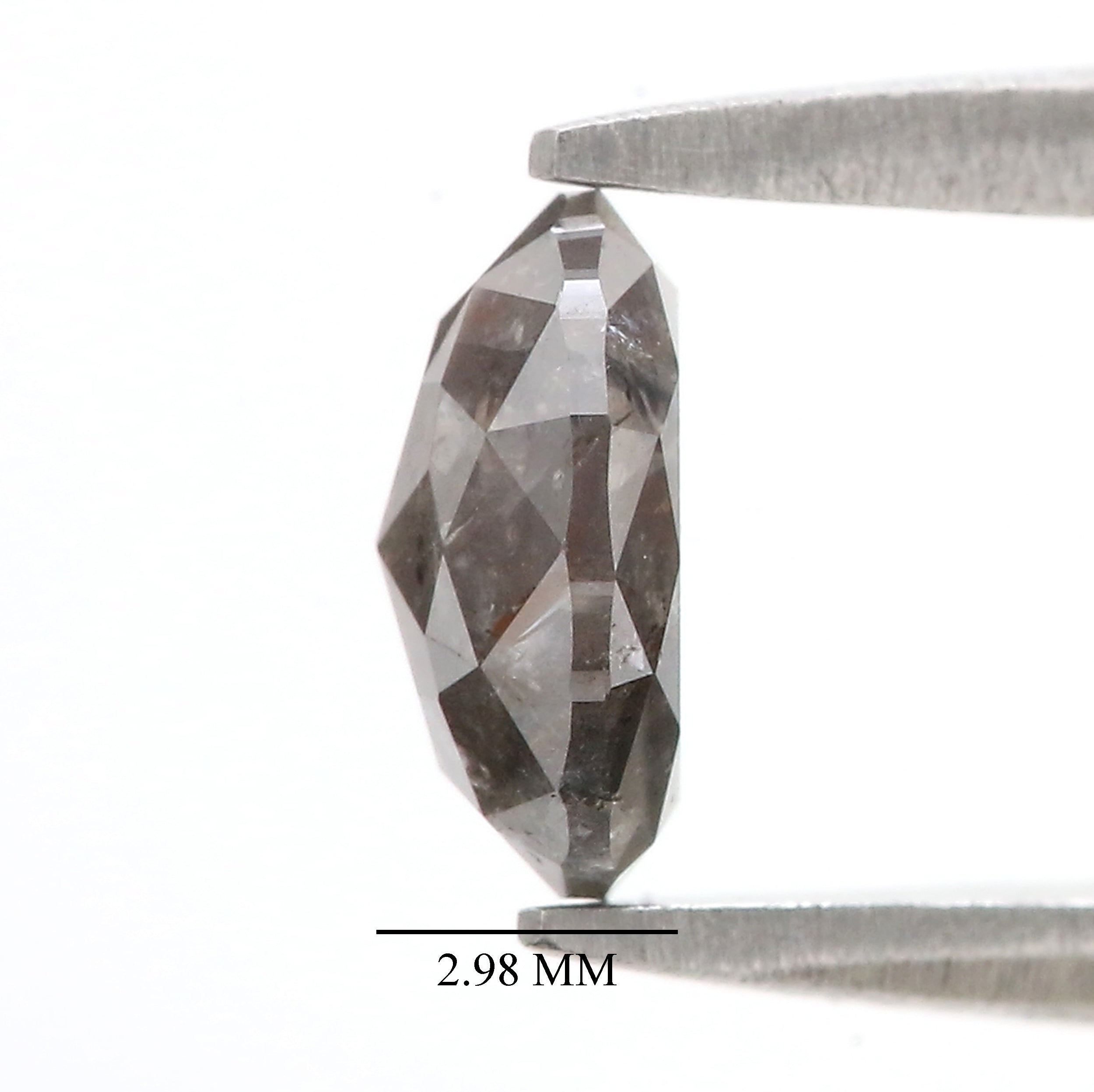 Natural Oval Salt and Pepper Diamond 1.06 CT Loose Rose Cut Black Grey Stone 6.99 MM Rustic Diamond For Custom Engagement Ring L3688