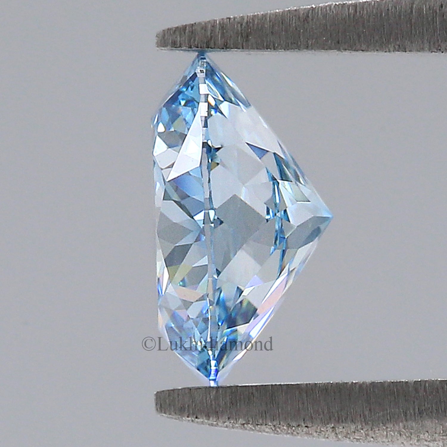 1.30 CT IGI Certified Round Portuguese Cut Diamond Fancy Vivid Blue Color VS1 Clarity Lab Grown Created Round Modified CVD Diamond L3297