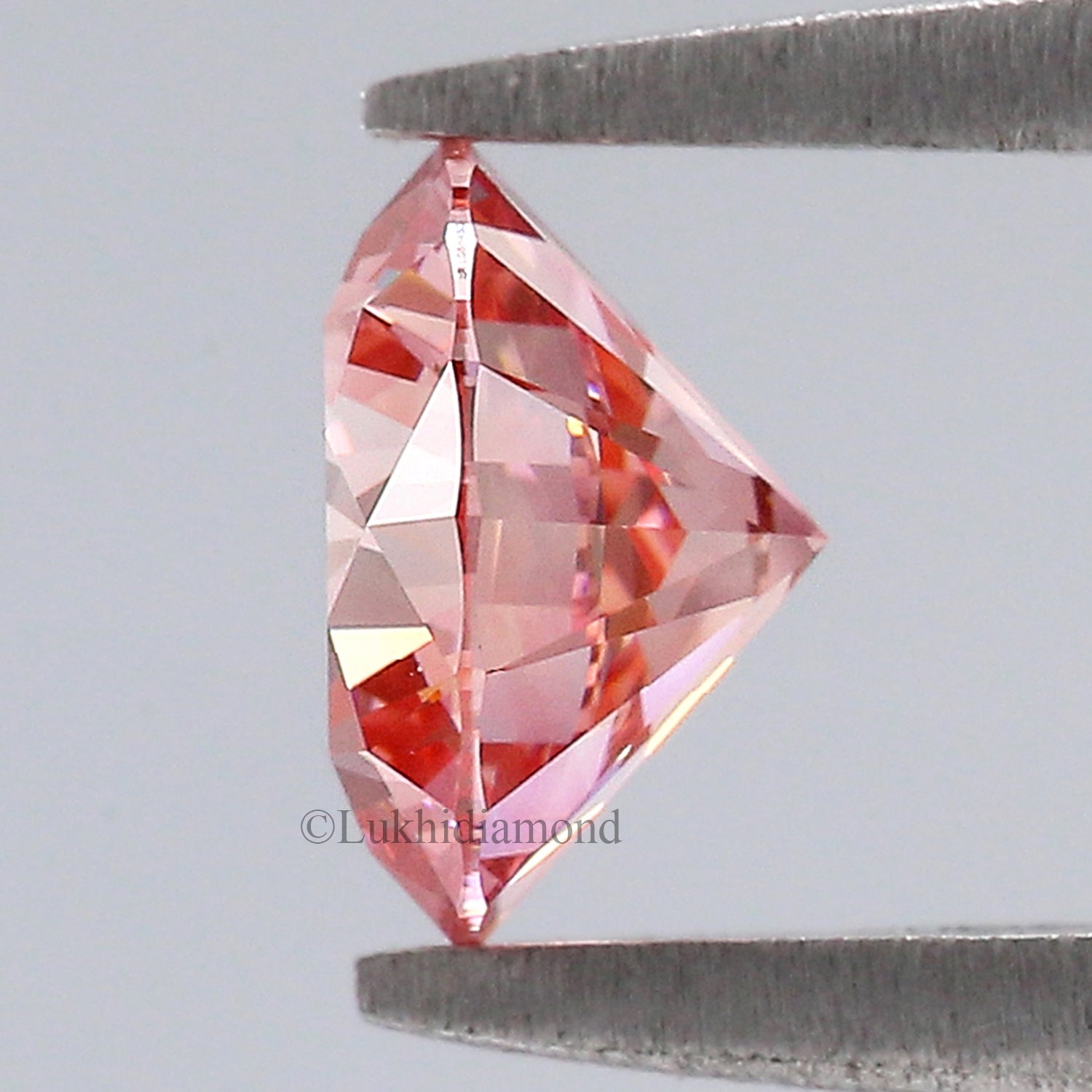 0.91 CT IGI Certified Round Brilliant Cut Fancy Intense Pink Color VS2 Clarity Diamond Lab Grown Diamond Lab Created Round CVD Diamond L3308