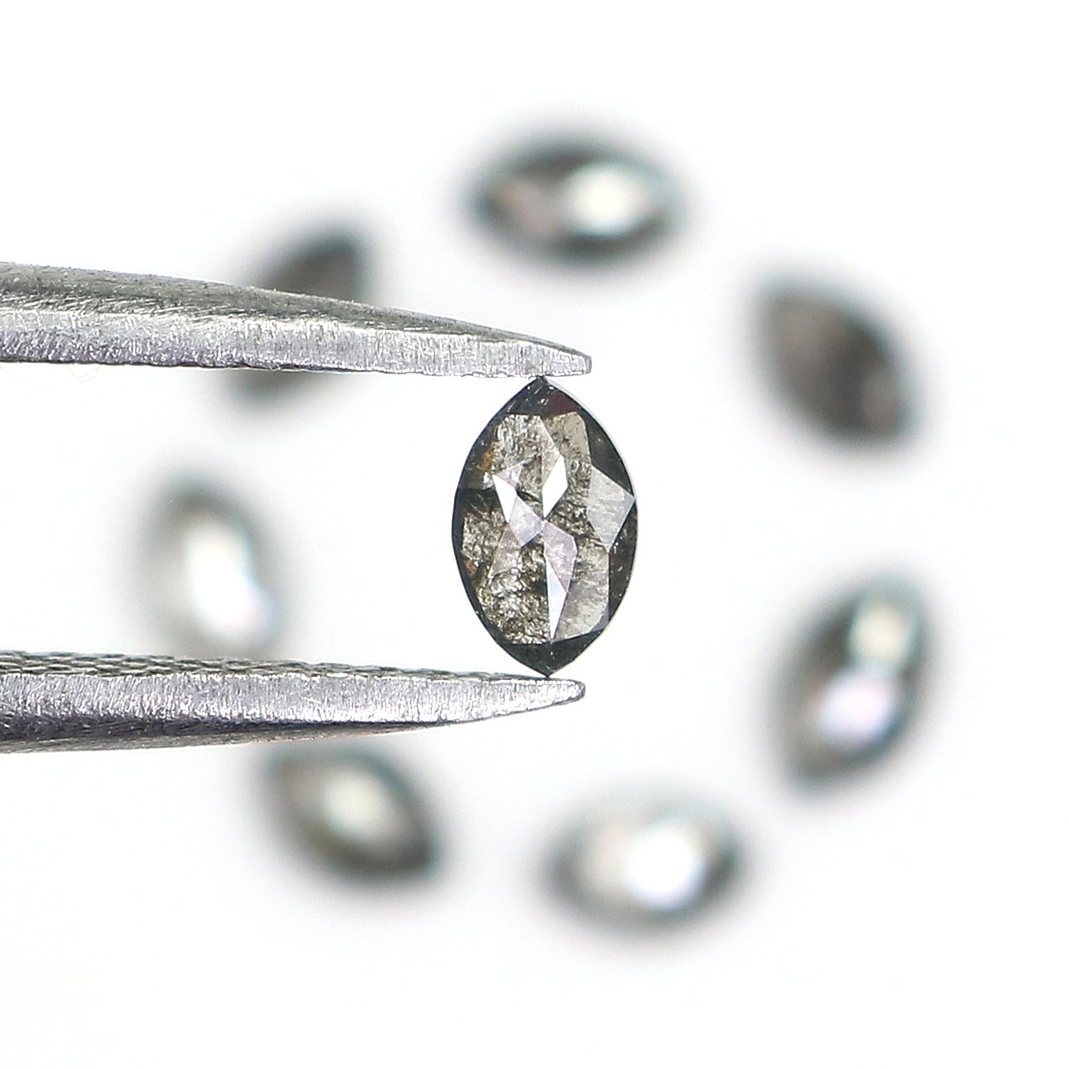 Natural Loose Marquise Salt And Pepper Diamond Black Grey Color 1.12 CT 4.26 MM Marquise Shape Rose Cut Diamond KDL2666
