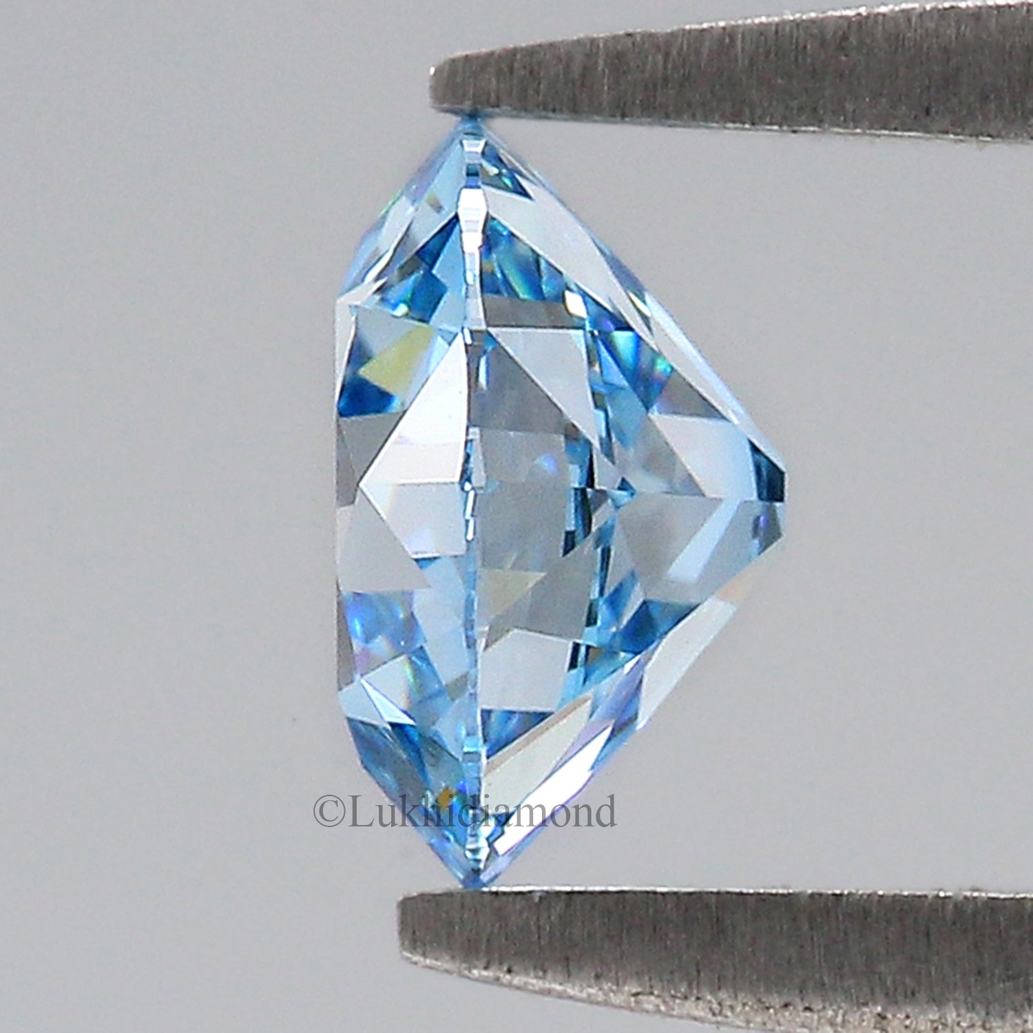 0.87 CT IGI Certified Round Old European Cut Diamond Fancy Vivid Blue Color VS1 Clarity Lab Grown Diamond Lab Created CVD Diamond L3310