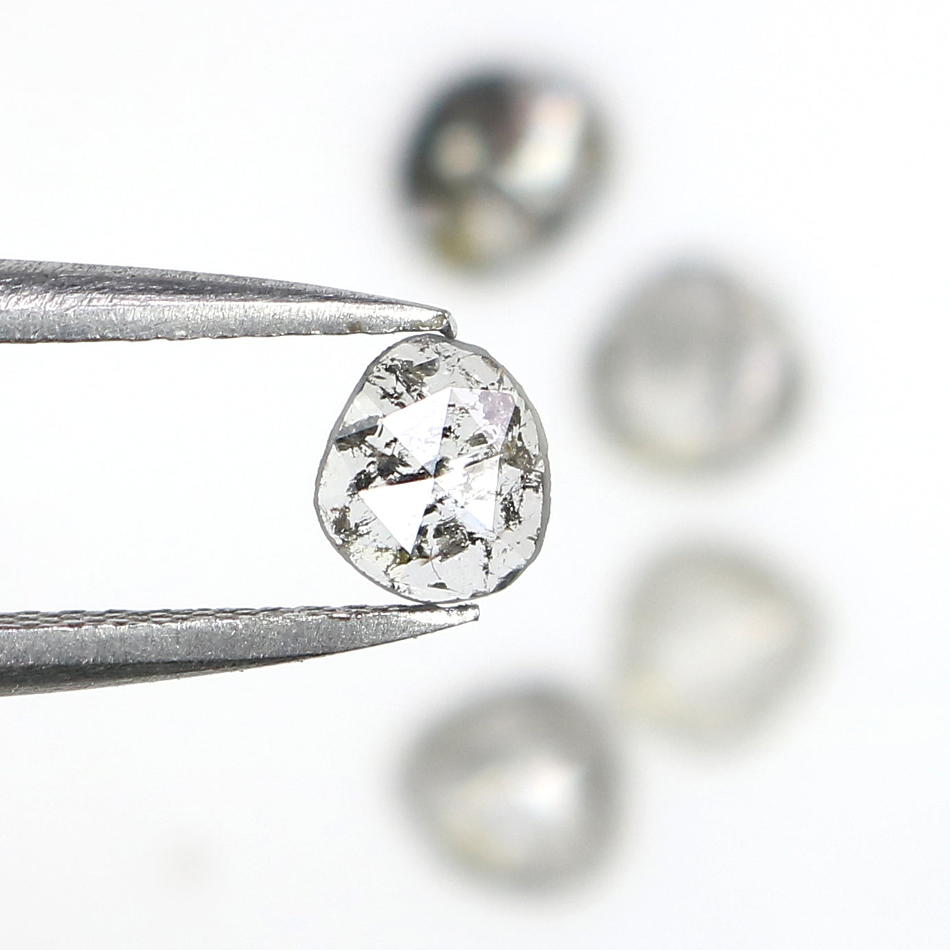 1.27 Ct Natural Loose Slice Cut Diamond Salt And Pepper Uncut Diamond 4.95 MM Natural Diamond Black Grey Color Irregular Cut Diamond LQ3077