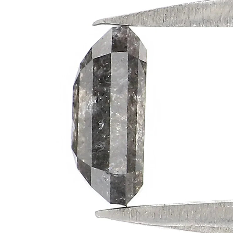 0.65 CT Natural Loose Emerald Shape Diamond Salt And Pepper Emerald Diamond 6.00 MM Natural Black Grey Color Emerald Rose Cut Diamond NQ2448