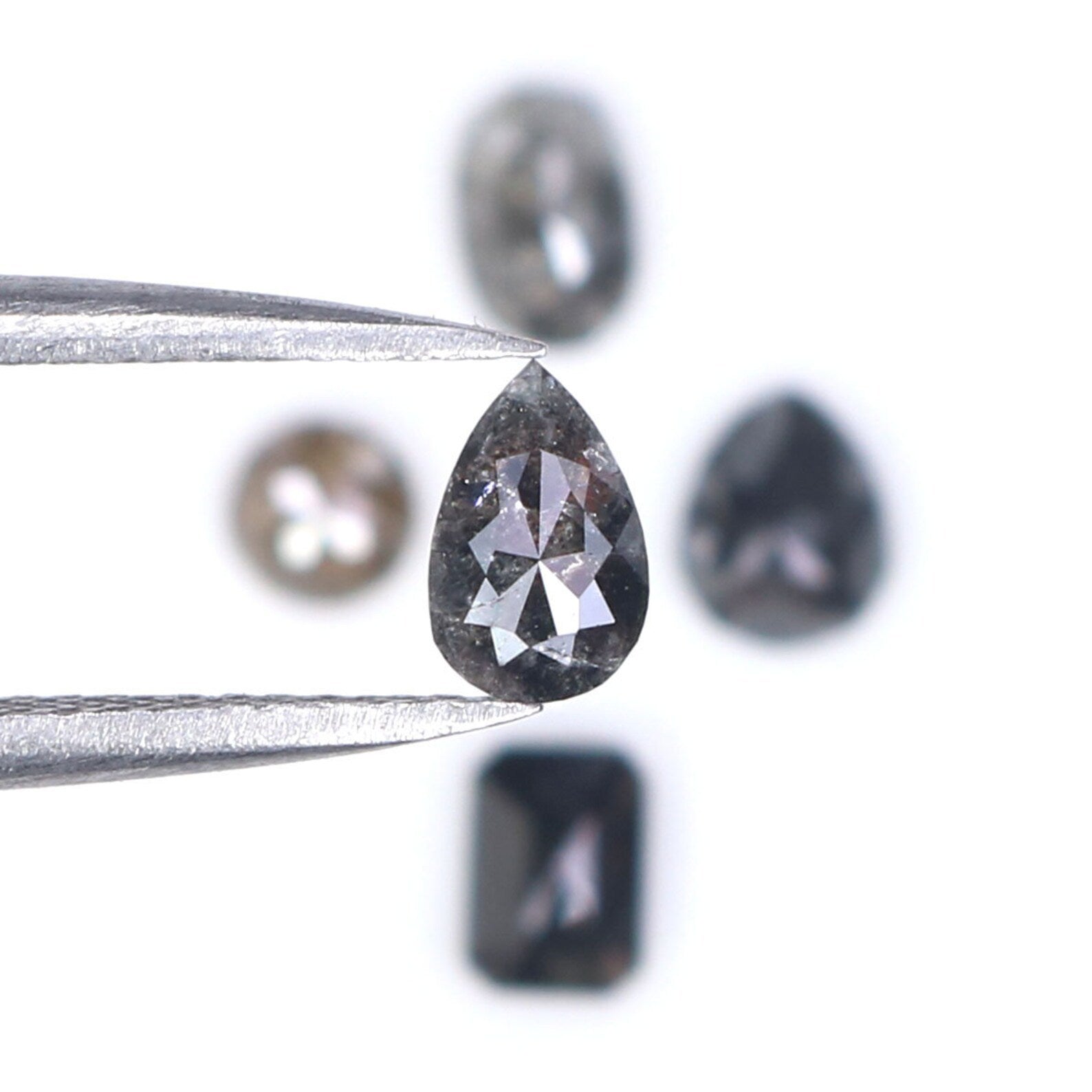 Natural Loose Mix Shape Salt And Pepper Diamond Black Grey Color 1.64 CT 3.70 MM Mix Shape Rose Cut Diamond KDN1485