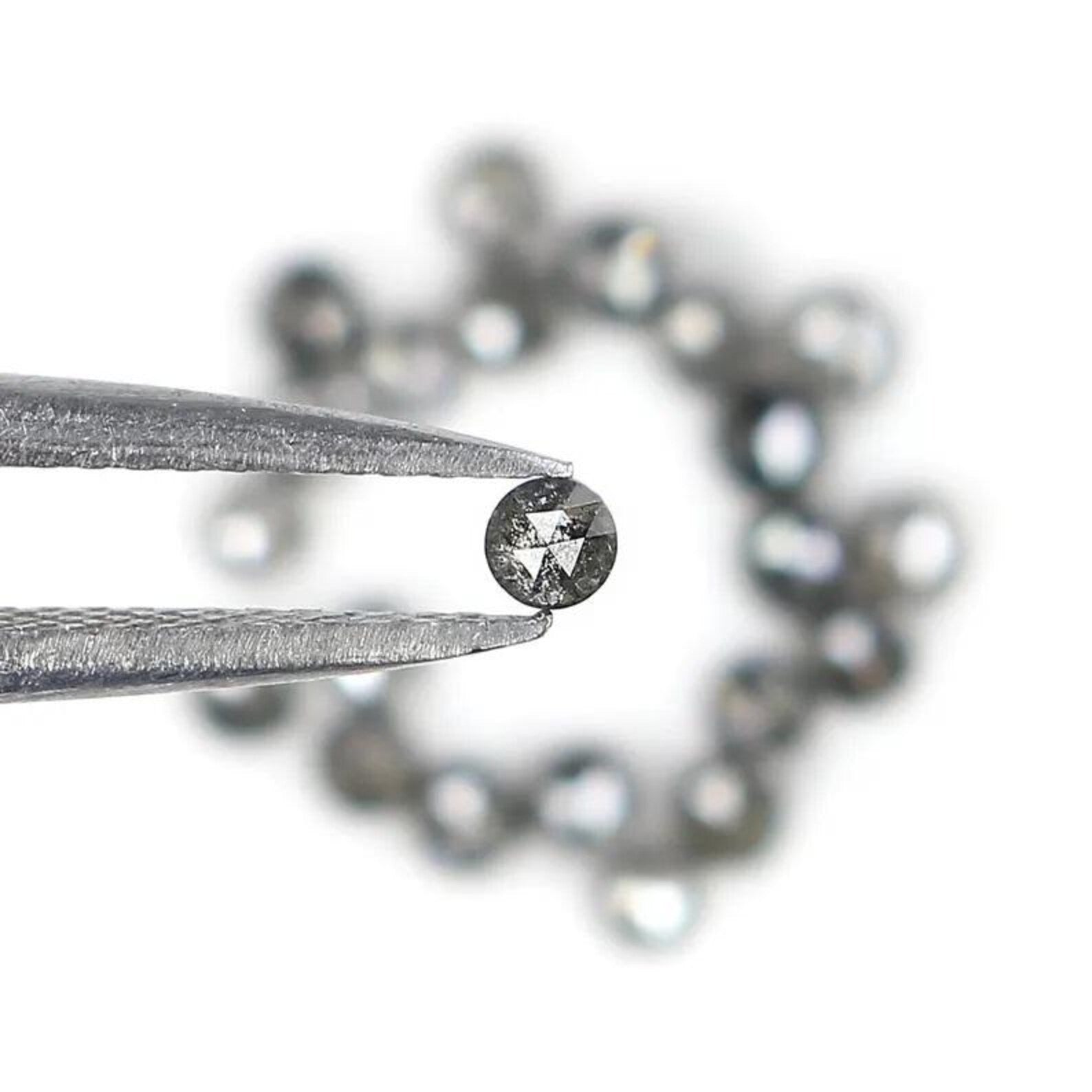 1.09 CT Natural Loose Round Rose Cut Diamond Salt And Pepper Round Diamond 2.10 MM Natural Black Grey Color Round Rose Cut Diamond NQ1792