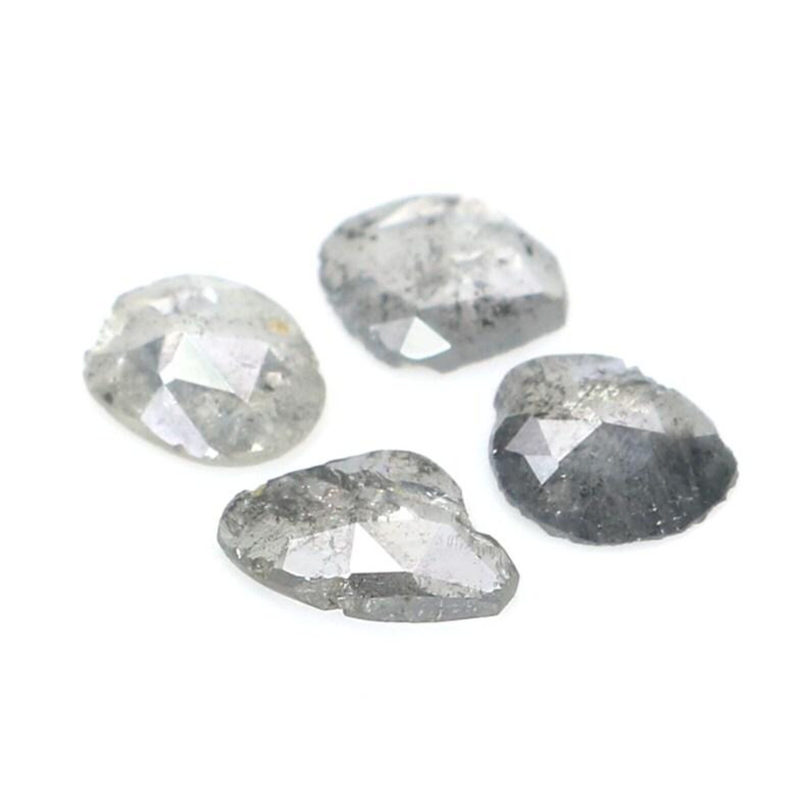 0.94 Ct Natural Loose Slice Shape Diamond Salt And Pepper Slice Cut Diamond 4.90 MM Natural Black Gray Color Slice Rose Cut Diamond NQ2147