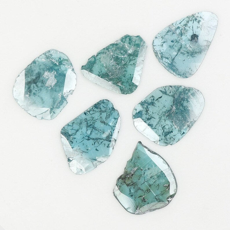 1.86 Ct Natural Loose Slice Shape Diamond Blue Color Slice Cut Diamond 7.70 MM Natural Loose Diamond Blue Color Irregular Cut Diamond NQ1315
