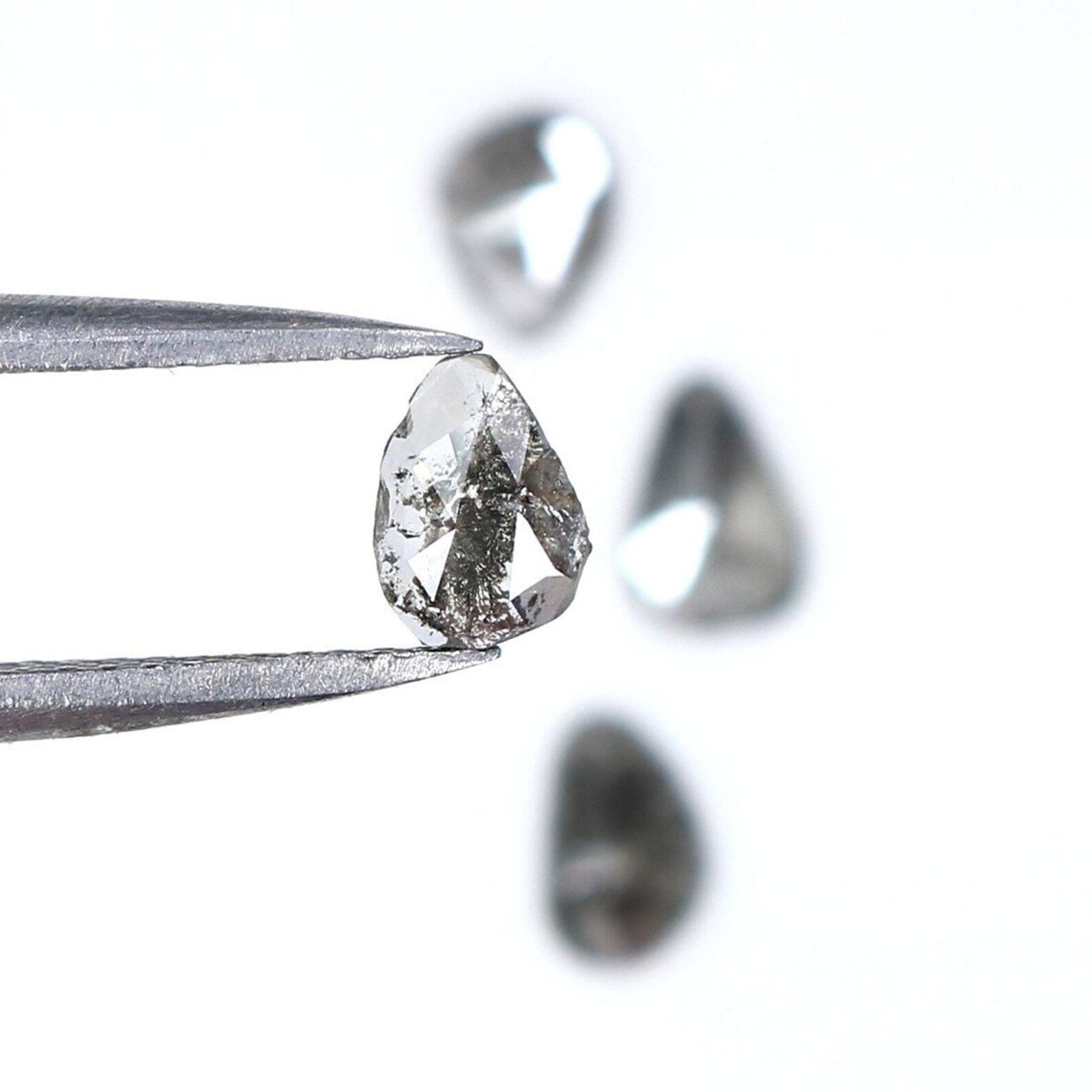 0.95 CT Natural Loose Slice Cut Diamond Salt And Pepper Slice Cut Diamond 5.40 MM Natural Loose Slice Cut Black Grey Color Diamond NQ1636