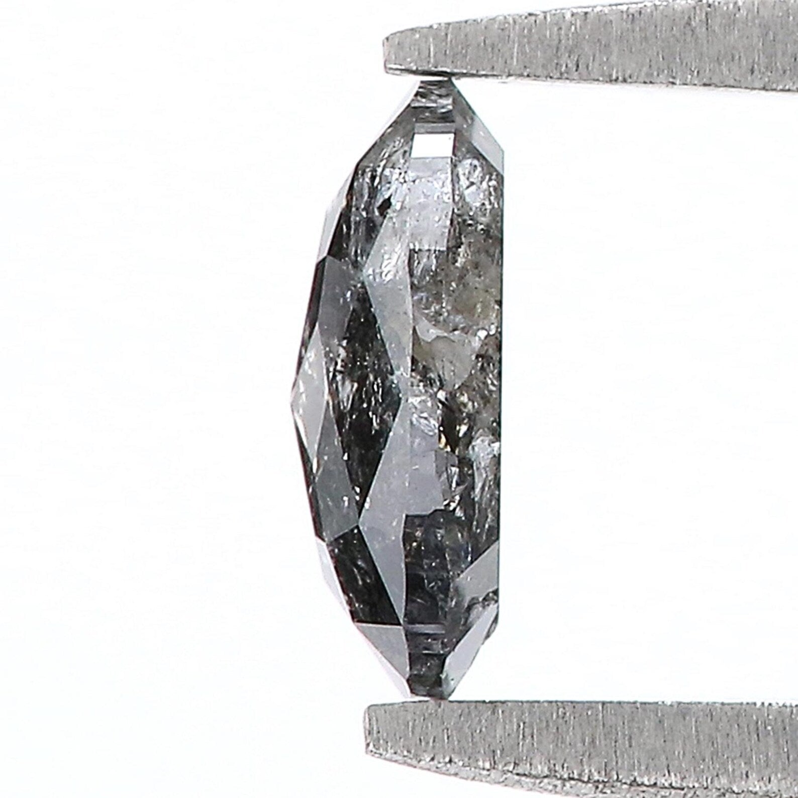 0.66 Ct Natural Loose Oval Shape Diamond Salt And Pepper Oval Rose Cut Diamond 6.80 MM Black Grey Color Oval Shape Rose Cut Diamond QN9495