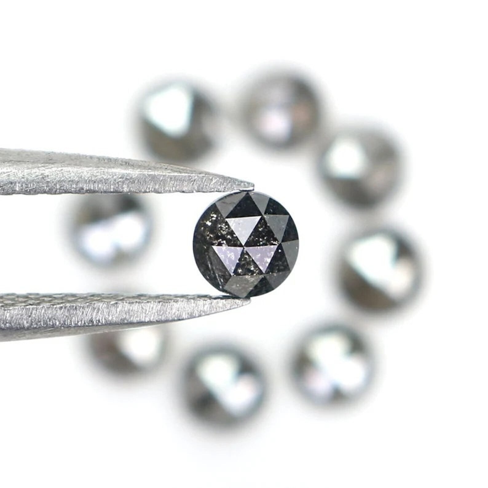 1.73 Ct Natural Loose Round Shape Diamond Salt And Pepper Round Cut Diamond 3.55 MM Natural Black Grey Color Round Rose Cut Diamond NQ2081