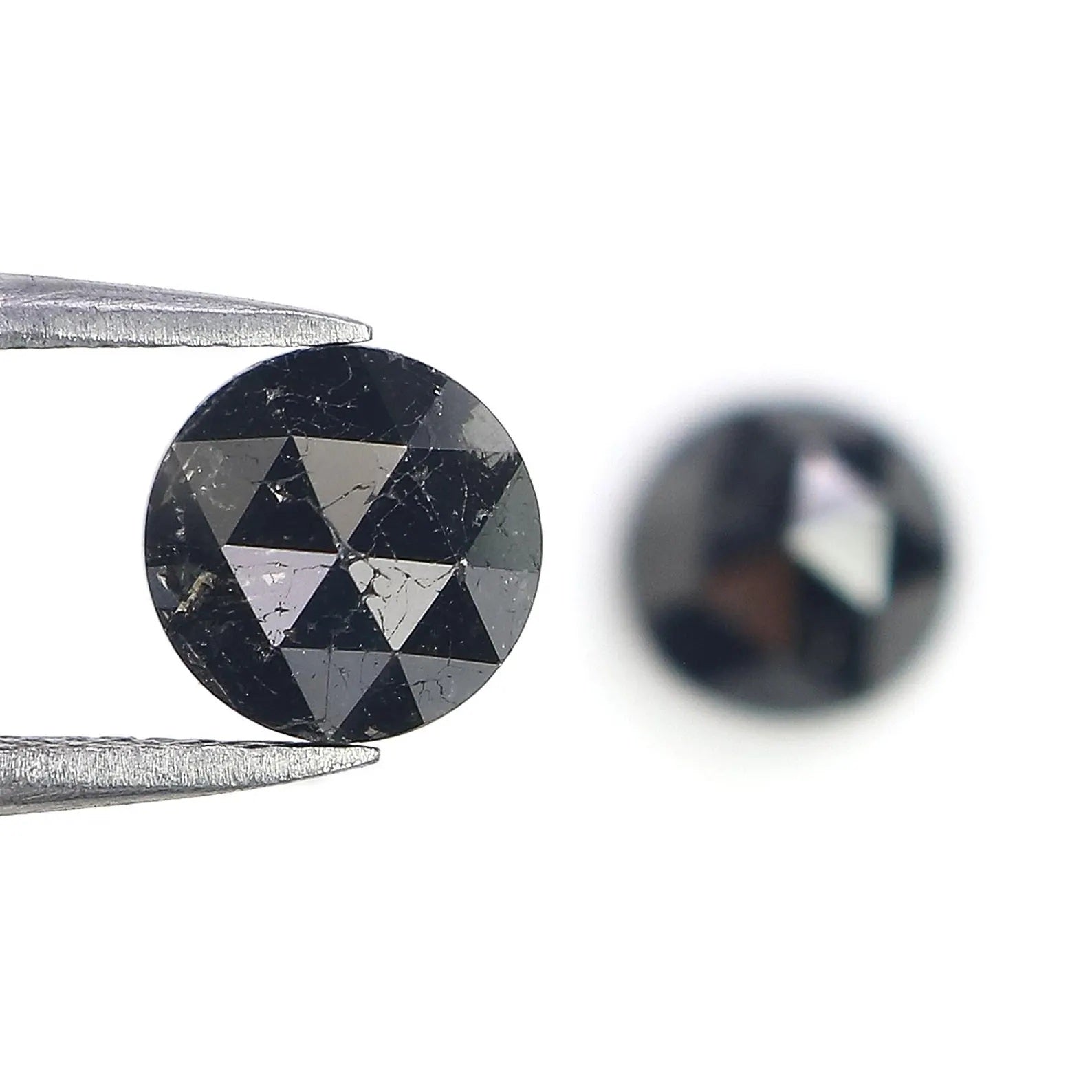 3.00 CT Natural Loose Round Shape Pair Diamond Black Color Round Diamond 7.20 MM Natural Diamond Black Color Round Rose Cut Diamond NQ1736