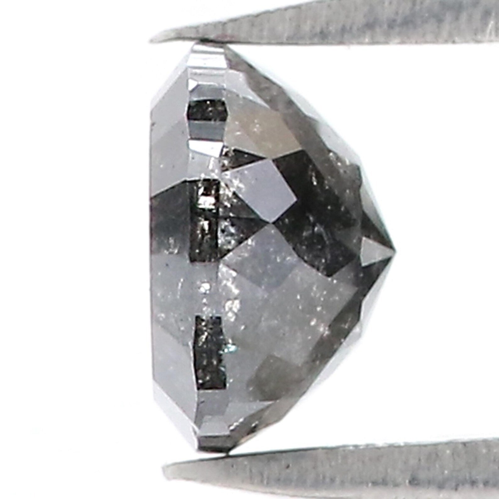 0.90 Ct Natural Loose Round Rose Cut Diamond Salt And Pepper Hexagon Diamond 5.60 MM Natural Black Grey Color Round Shape Diamond QN8896