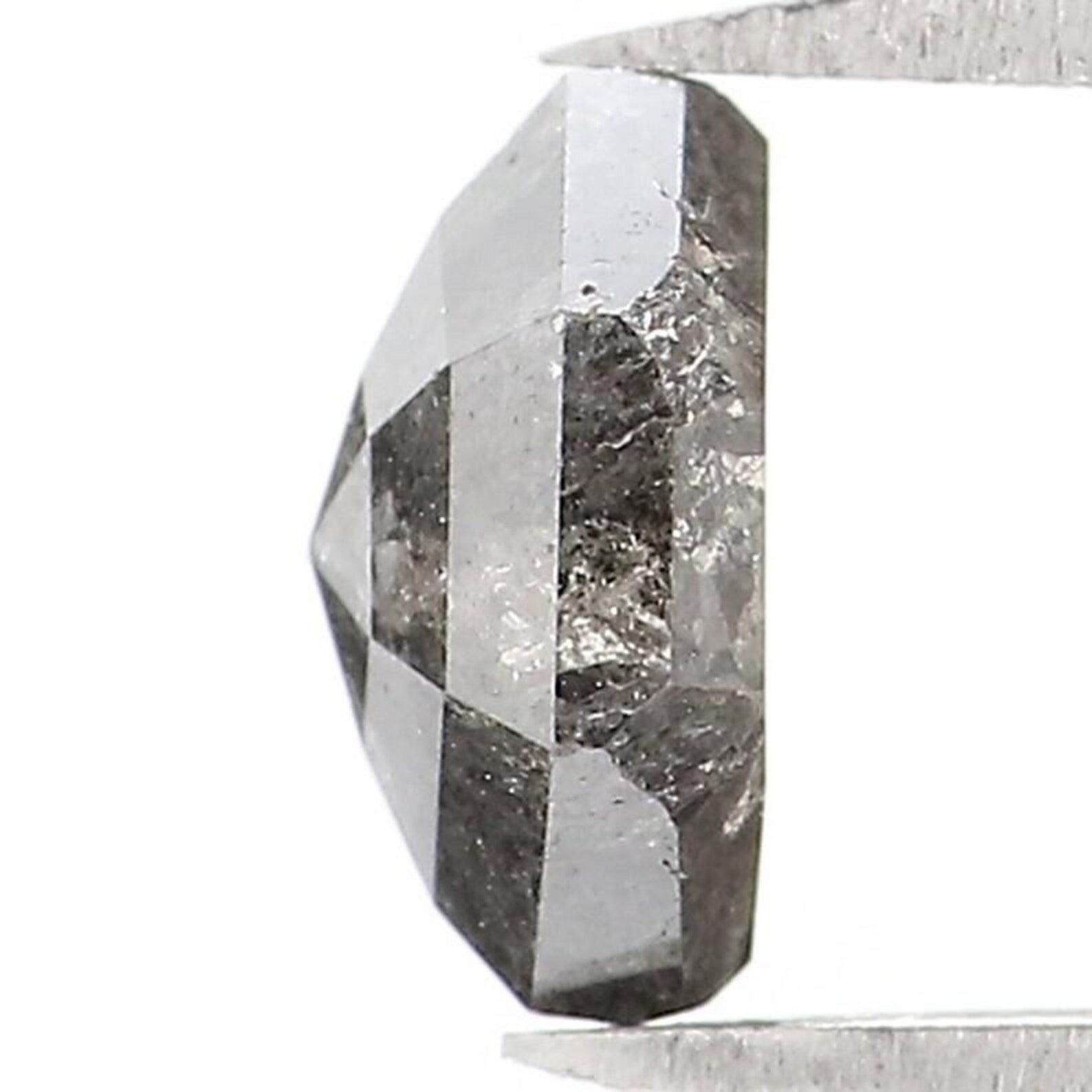 0.84 CT Natural Loose Hexagon Shape Diamond Salt And Pepper Hexagon Diamond 6.10 MM Natural Black Gray Color Hexagon Rose Cut Diamond NQ1584