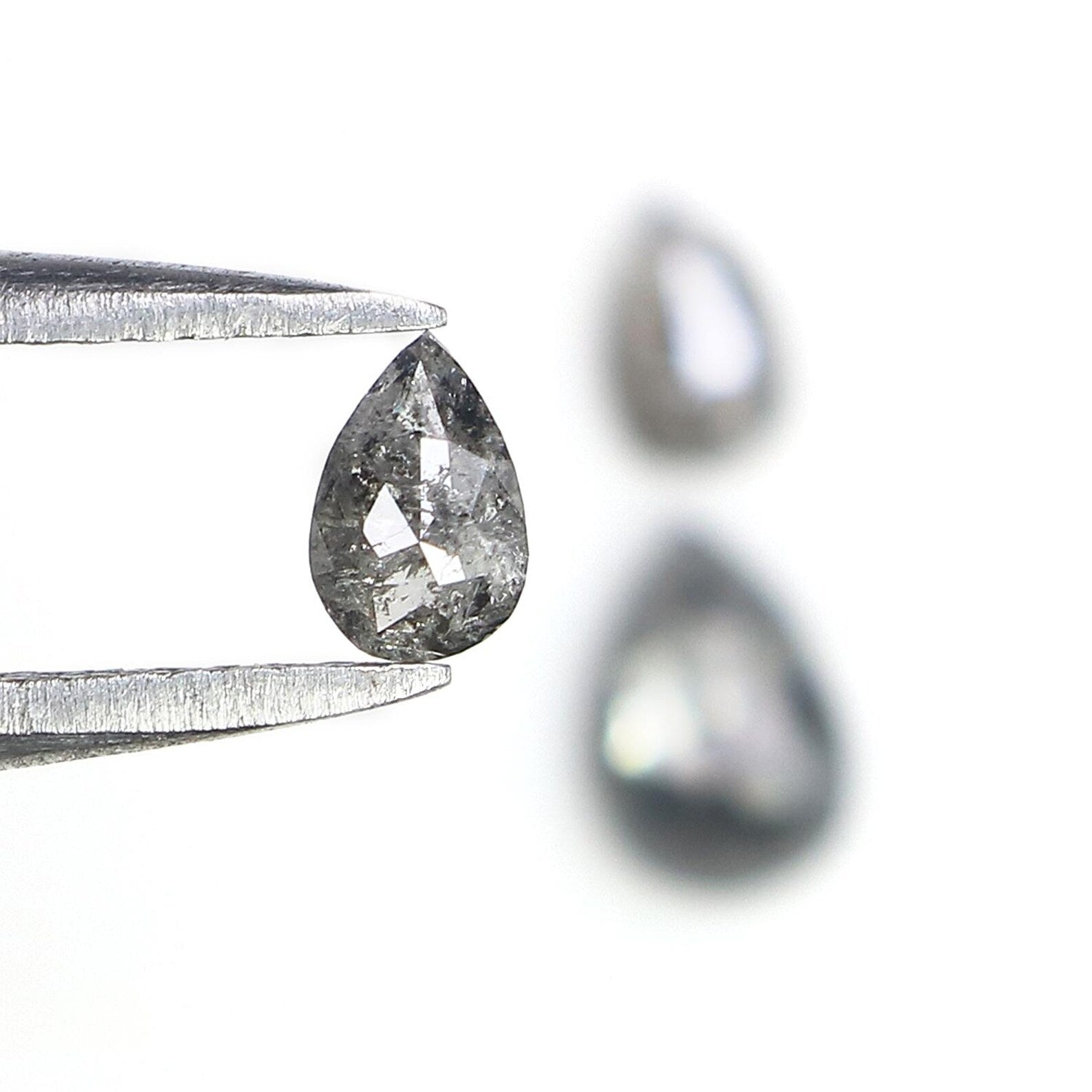 0.92 CT Natural Loose Pear Shape Diamond Salt And Pepper Pear Diamond 6.35 MM Natural Diamond Black Grey Color Pear Rose Cut Diamond NQ2428