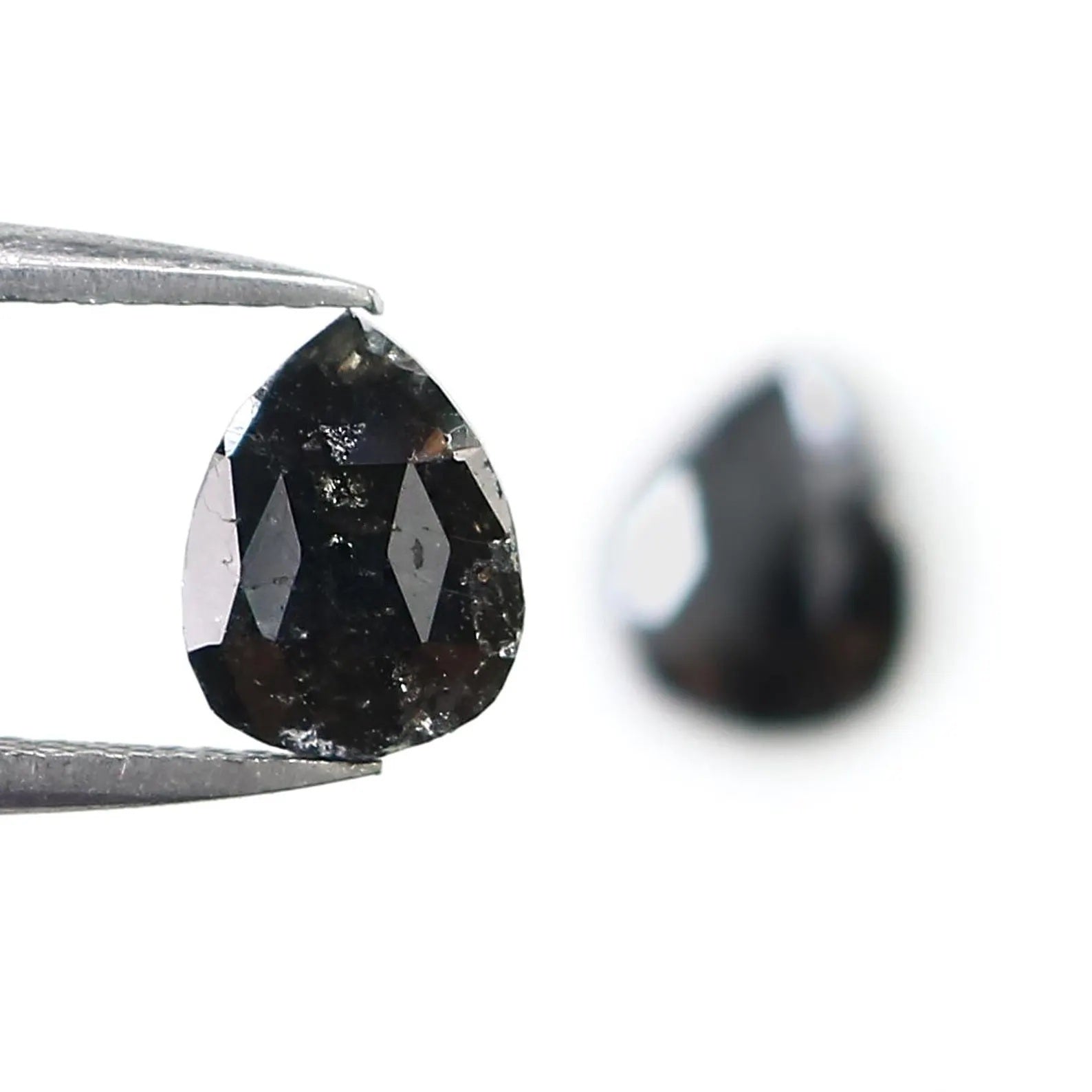 1.44 CT Natural Loose Pear Shape Pair Diamond Black Grey Color Pear Cut Diamond 7.85 MM Natural Loose Diamond Pear Rose Cut Diamond NQ2544