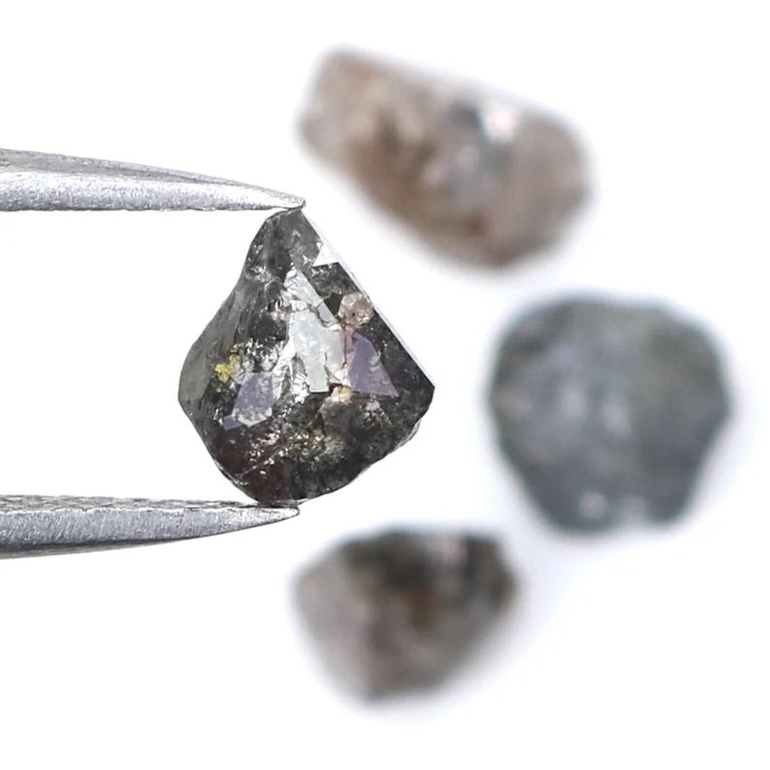 4.04 CT Natural Loose Rough Shape Diamond Salt And Pepper Irregular Cut Diamond 6.05 MM Natural Black Grey Color Rough Uncut Diamond NQ1887