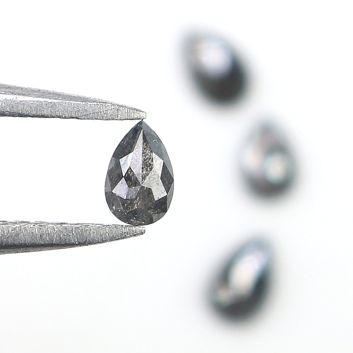 0.56 CT Natural Loose Pear Shape Diamond Salt And Pepper Pear Diamond 4.05 MM Natural Loose Black Grey Color Pear Rose Cut Diamond LQ2897