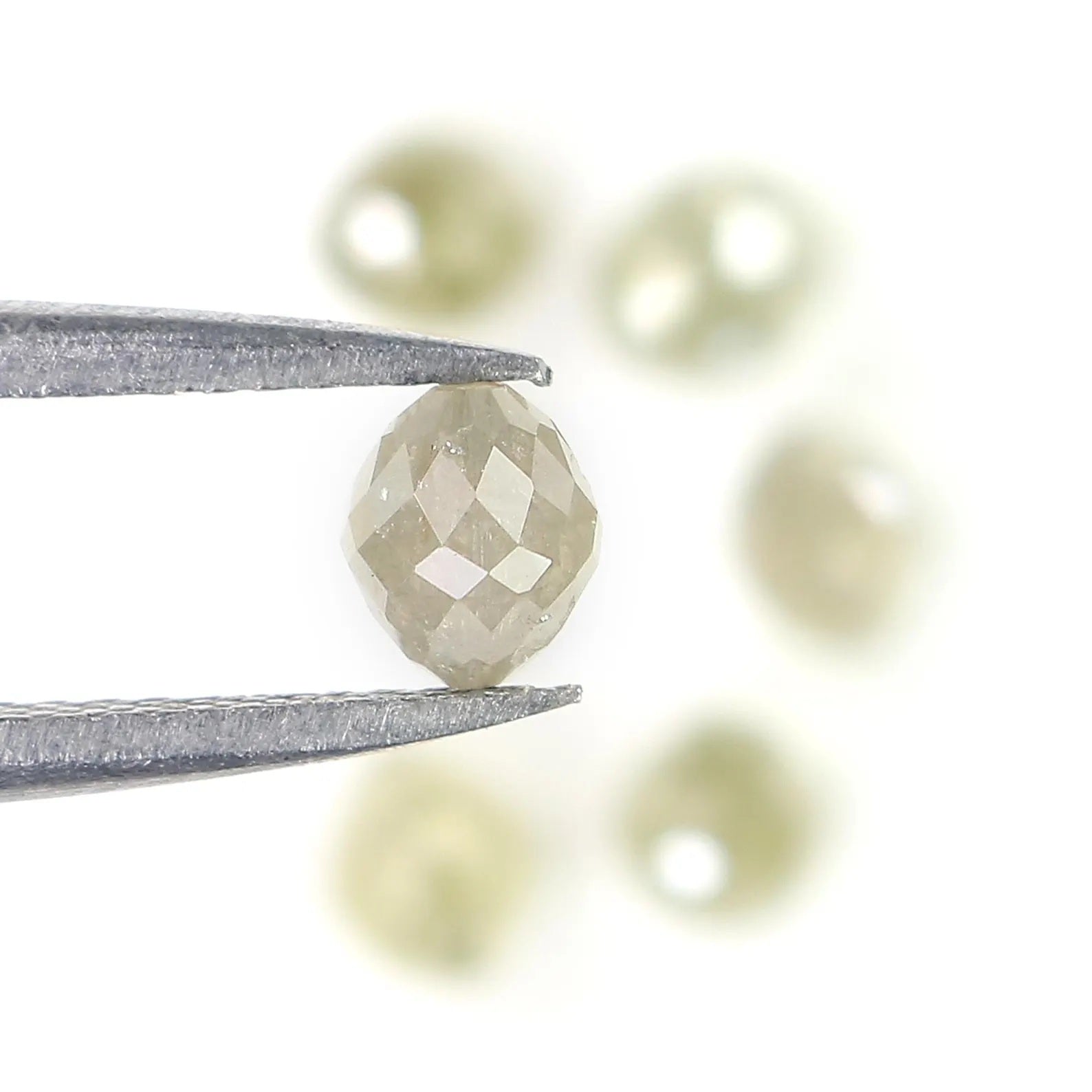 3.44 CT Natural Loose Egg Bead Shape Diamond Grey Color Egg Bead Cut Diamond 4.15 MM Natural Loose Grey Color Bead Rose Cut Diamond NQ1787
