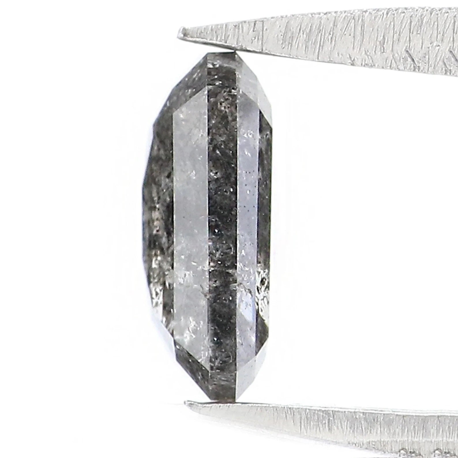 0.60 CT Natural Loose Emerald Shape Diamond Salt And Pepper Emerald Diamond 6.15 MM Natural Black Grey Color Emerald Rose Cut Diamond NQ1089