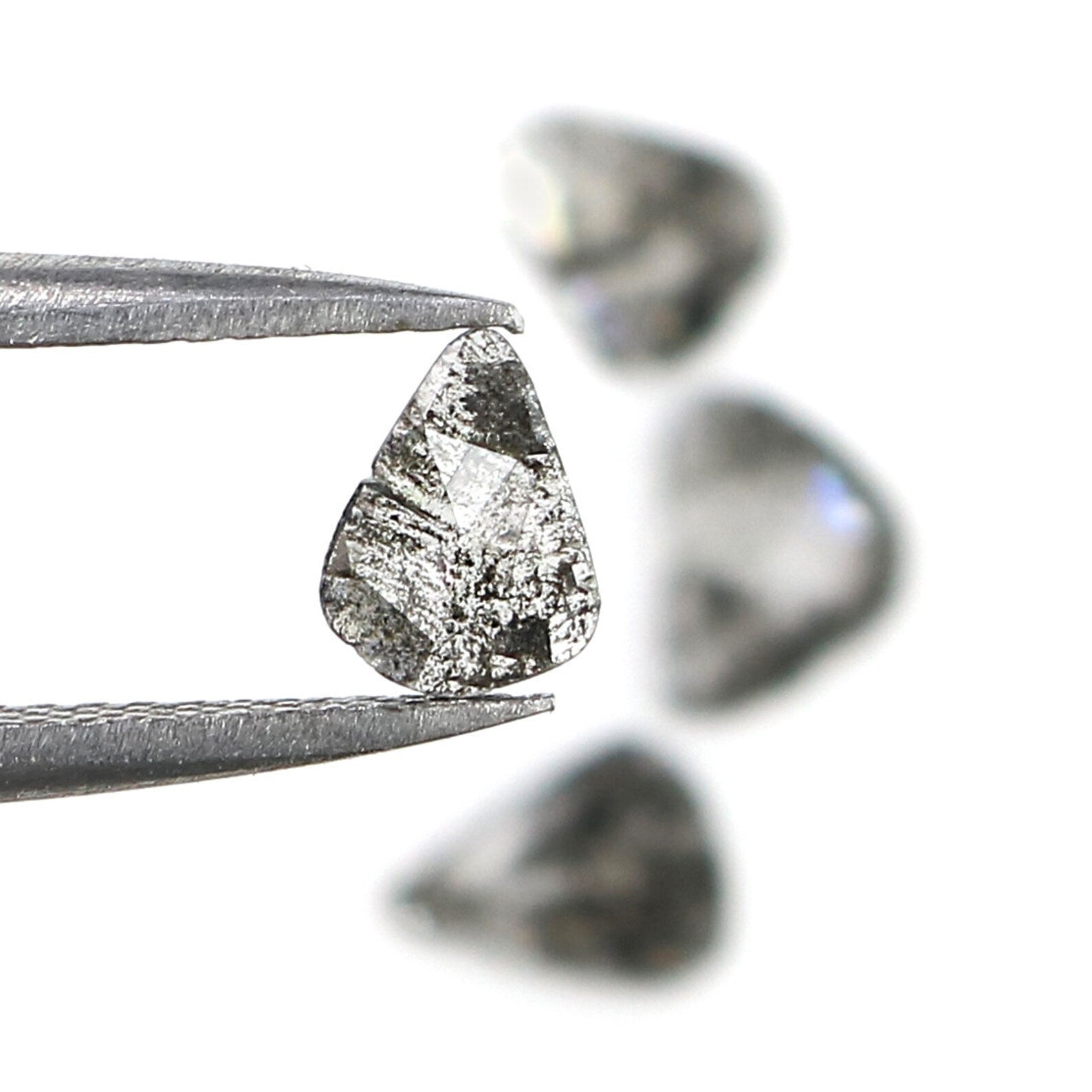 0.80 Ct Natural Loose Slice Cut Diamond Salt And Pepper Slice Diamond 6.15 MM Natural Black Grey Color Irregular Rose Cut Diamond NQ2516