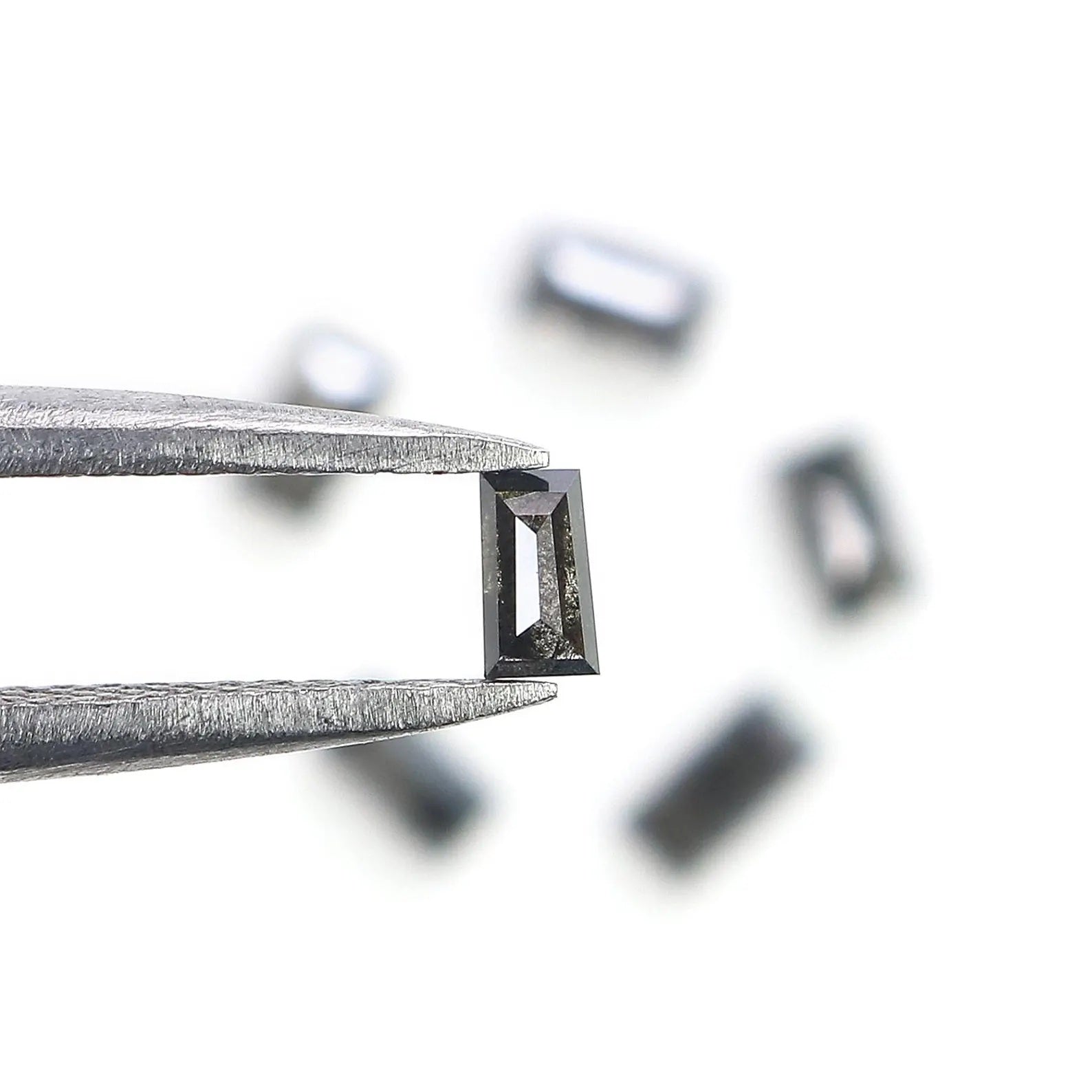 0.63 CT Natural Loose Baguette Diamond Salt And Pepper Baguette Diamond 4.10 MM Natural Black Grey Color Baguette Rose Cut Diamond NQ2413