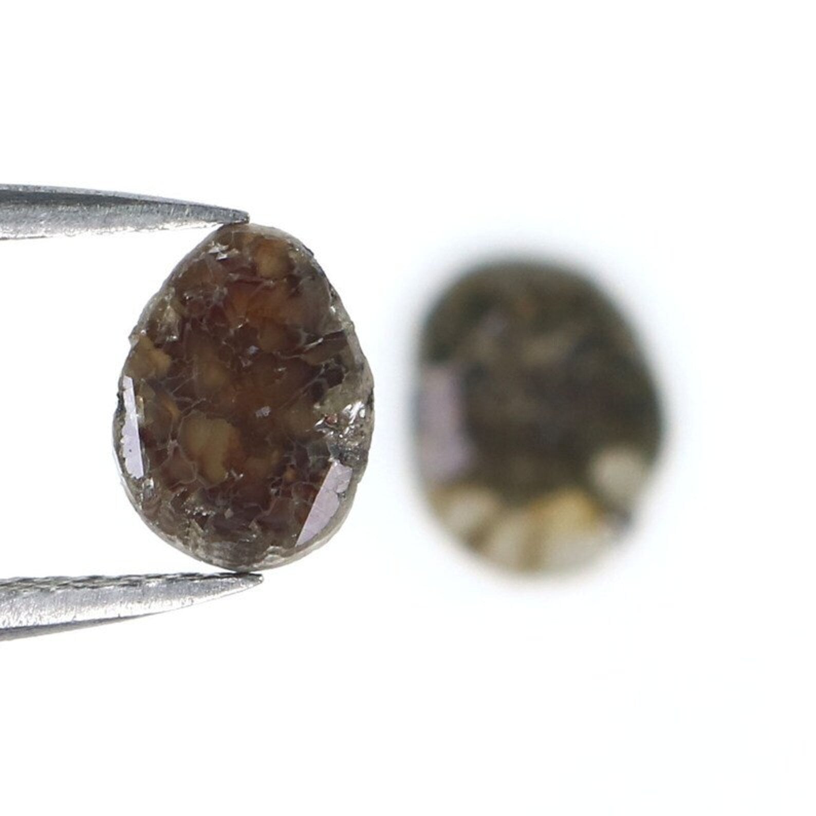1.31 CT Natural Loose Slice Shape Diamond Salt And Pepper Irregular Cut Diamond 7.55 MM Natural Black Grey Color Slice Cut Diamond NQ2099