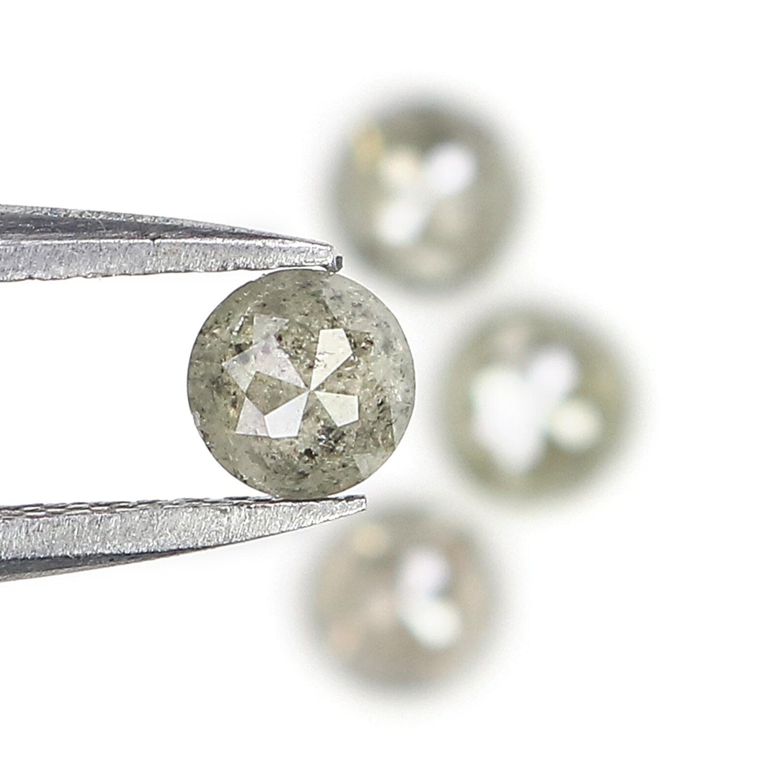 1.38 CT Natural Loose Round Shape Diamond Salt And Pepper Round Cut Diamond 4.10 MM Natural Loose Grey Color Round Rose Cut Diamond NQ778