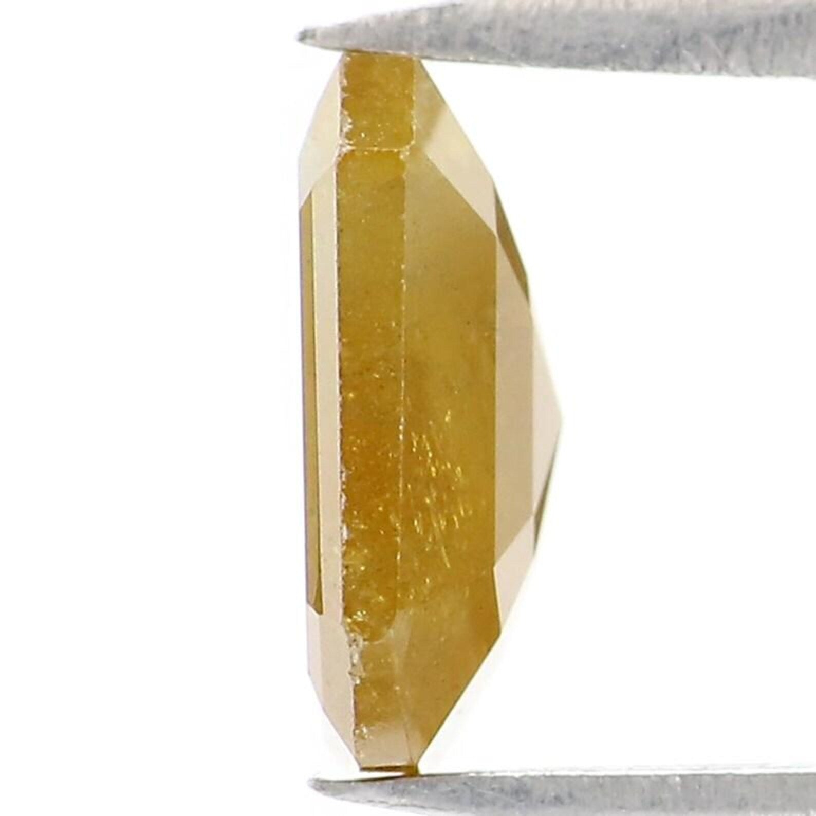 1.49 Ct Natural Loose Emerald Shape Diamond Yellow Color Emerald Diamond 7.55 MM Natural Loose Yellow Color Emerald Rose Cut Diamond NQ504