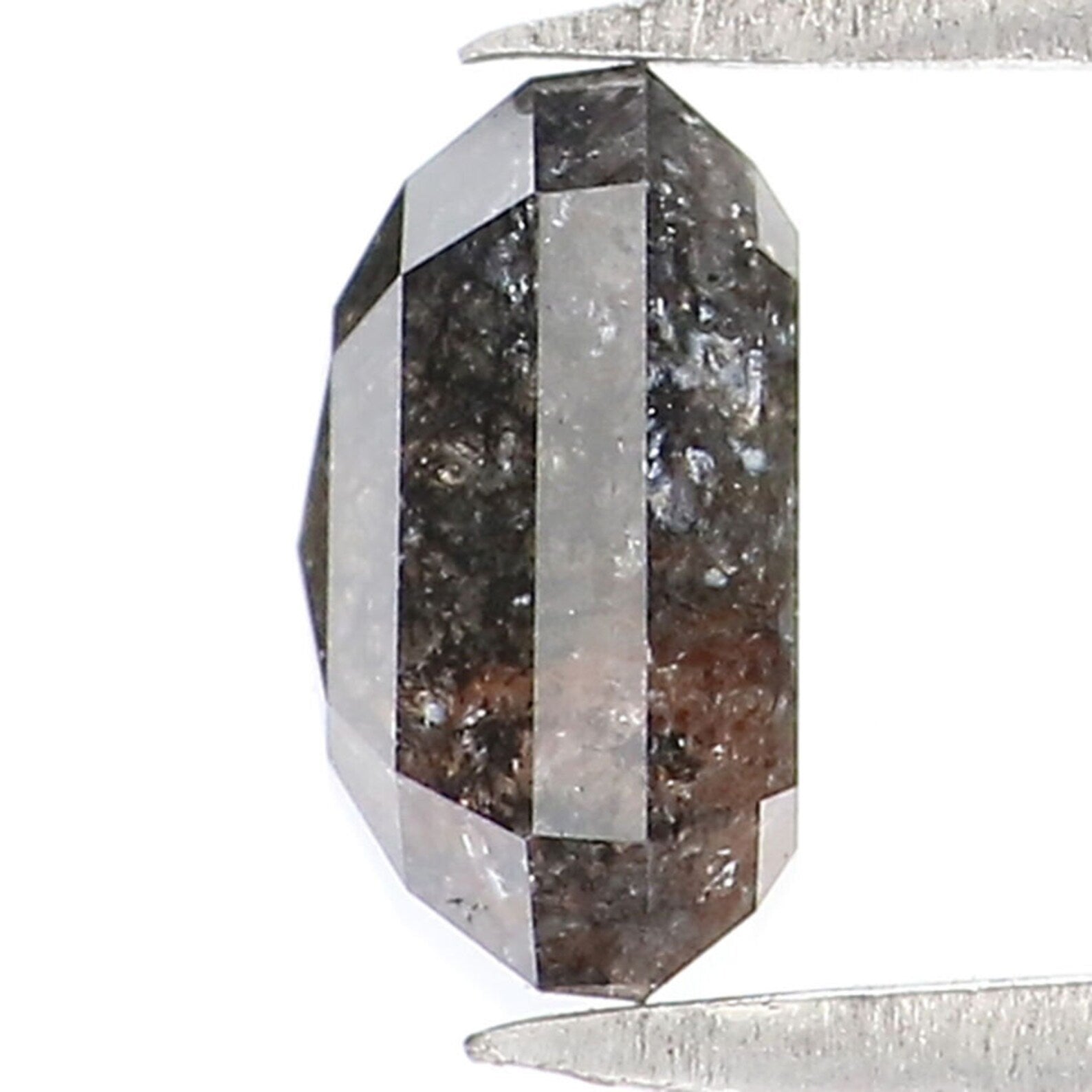 0.98 Ct Natural Loose Emerald Shape Diamond Salt And Pepper Emerald Diamond 5.75 MM Natural Black Grey Color Emerald Rose Cut Diamond NQ8176