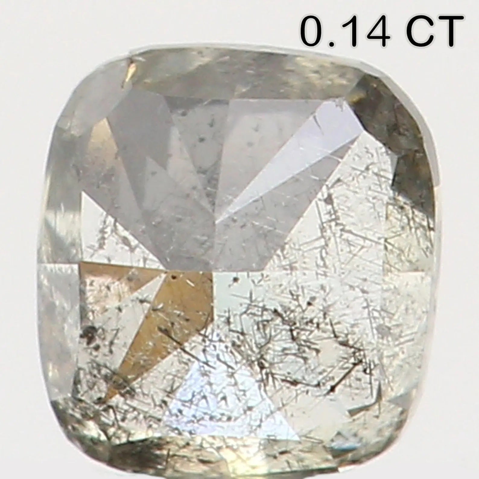 0.14 Ct Natural Loose Diamond Cushion Green Grey Color I1 Clarity 3.00 MM N7393