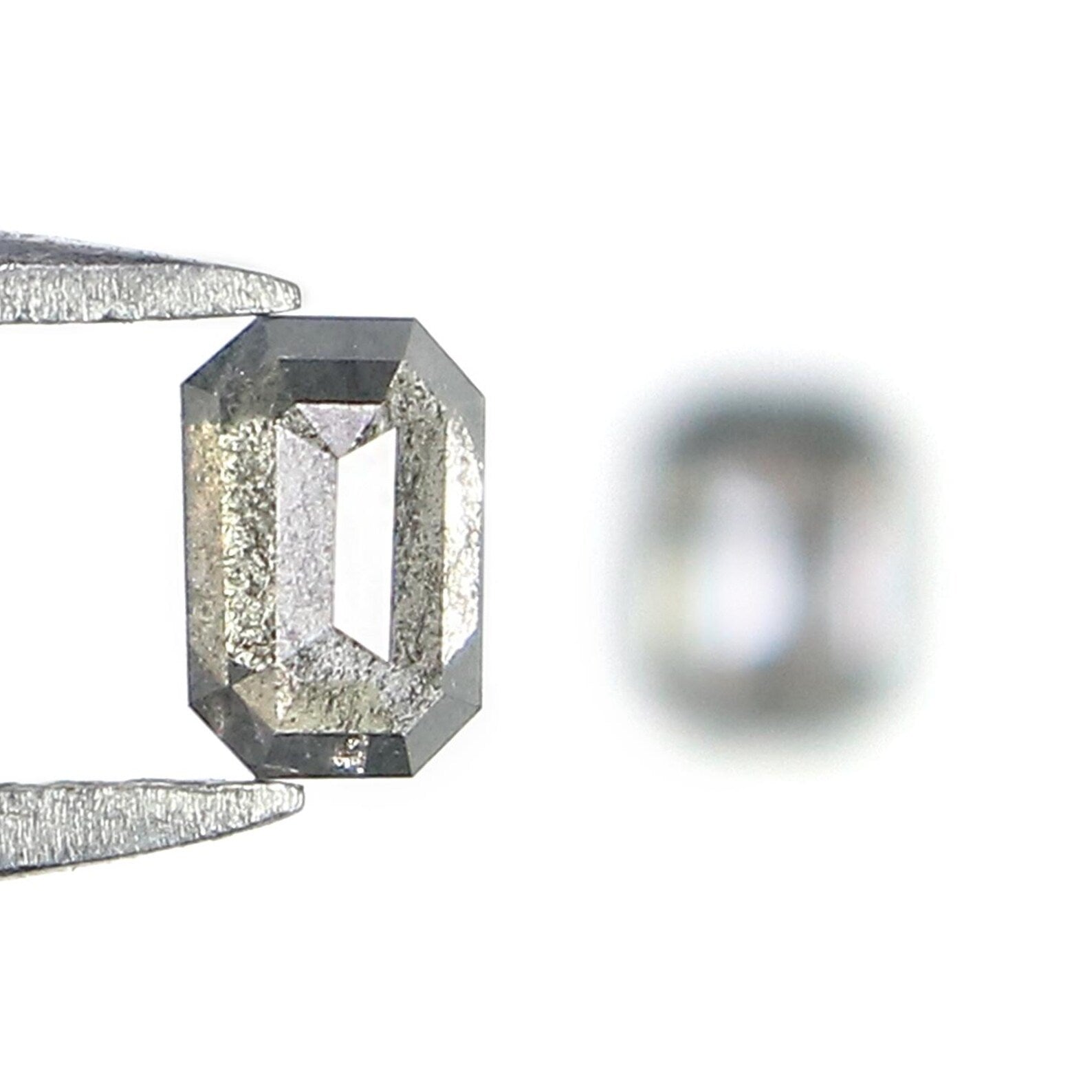 0.55 CT Natural Loose Emerald Cut Pair Diamond Salt And Pepper Emerald Diamond 4.35 MM Black Grey Color Emerald Rose Cut Diamond NQ2079