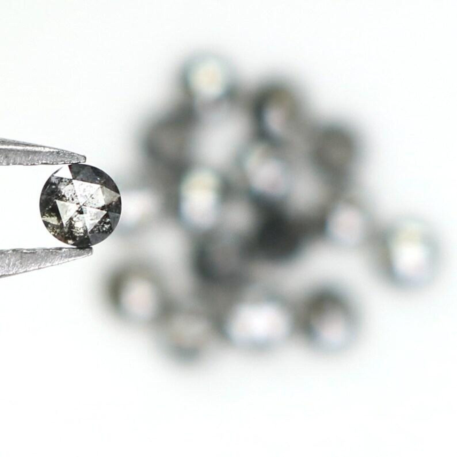0.97 CT Natural Loose Round Shape Diamond Salt And Pepper Round Cut Diamond 2.30 MM Natural Black Grey Color Round Rose Cut Diamond NQ1651