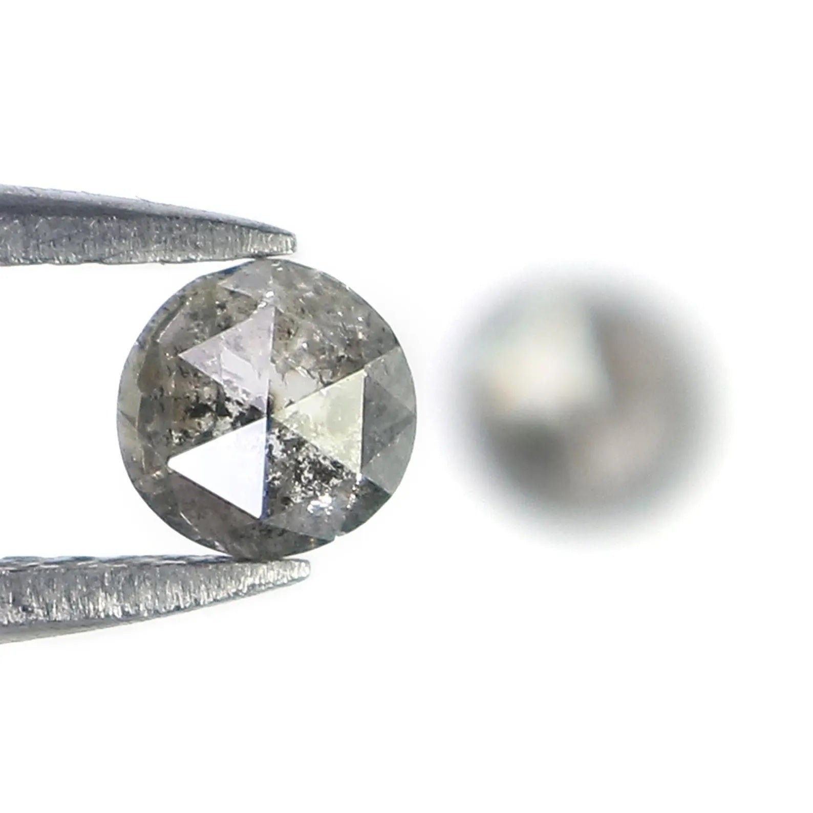 0.60 CT Natural Loose Round Shape Pair Diamond Salt And Pepper Round Diamond 4.10 MM Natural Black Grey Color Round Rose Cut Diamond NQ9314