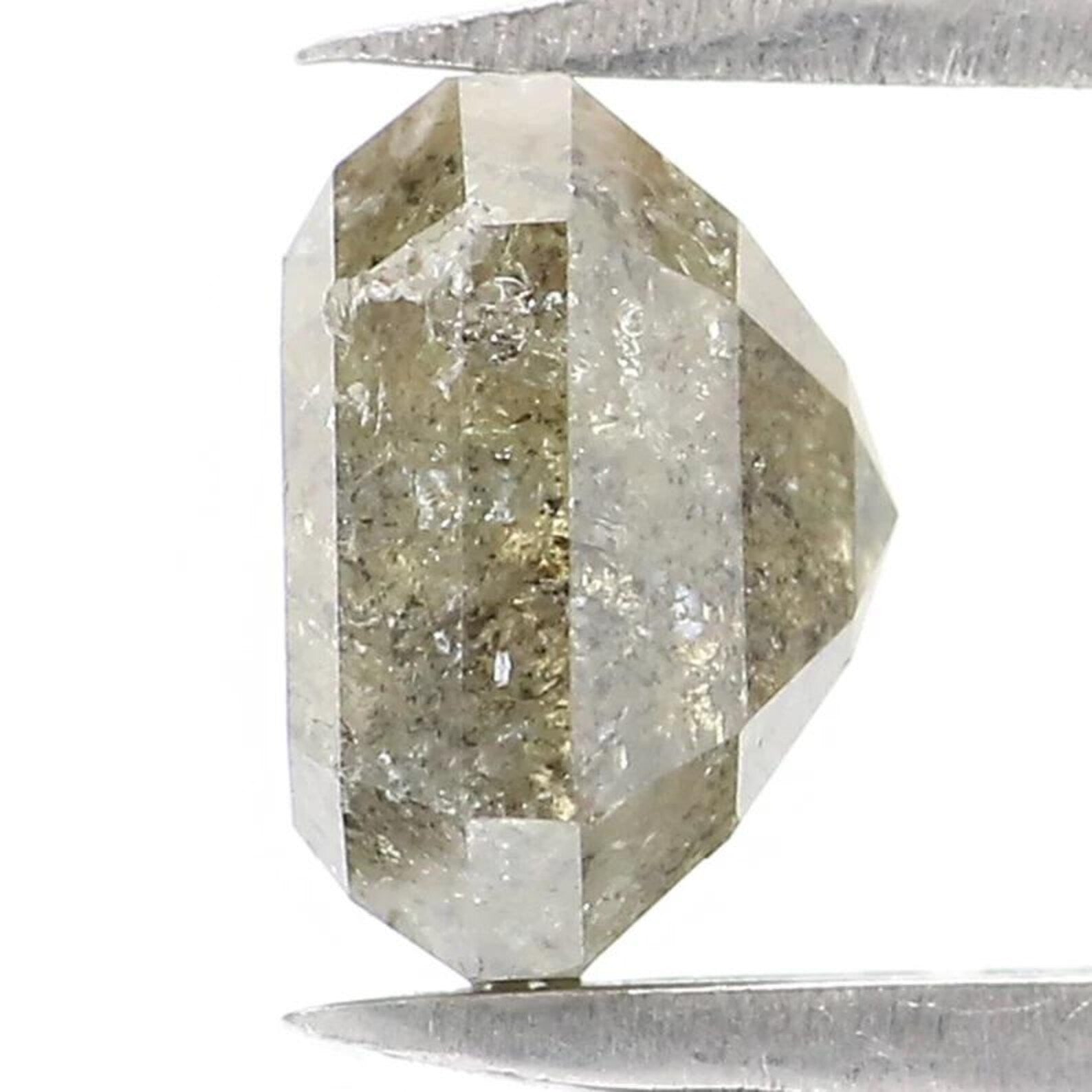 1.85 CT Natural Loose Emerald Shape Diamond Green Color Emerald Cut Diamond 6.65 MM Natural Loose Gray Color Emerald Rose Cut Diamond NQ8982