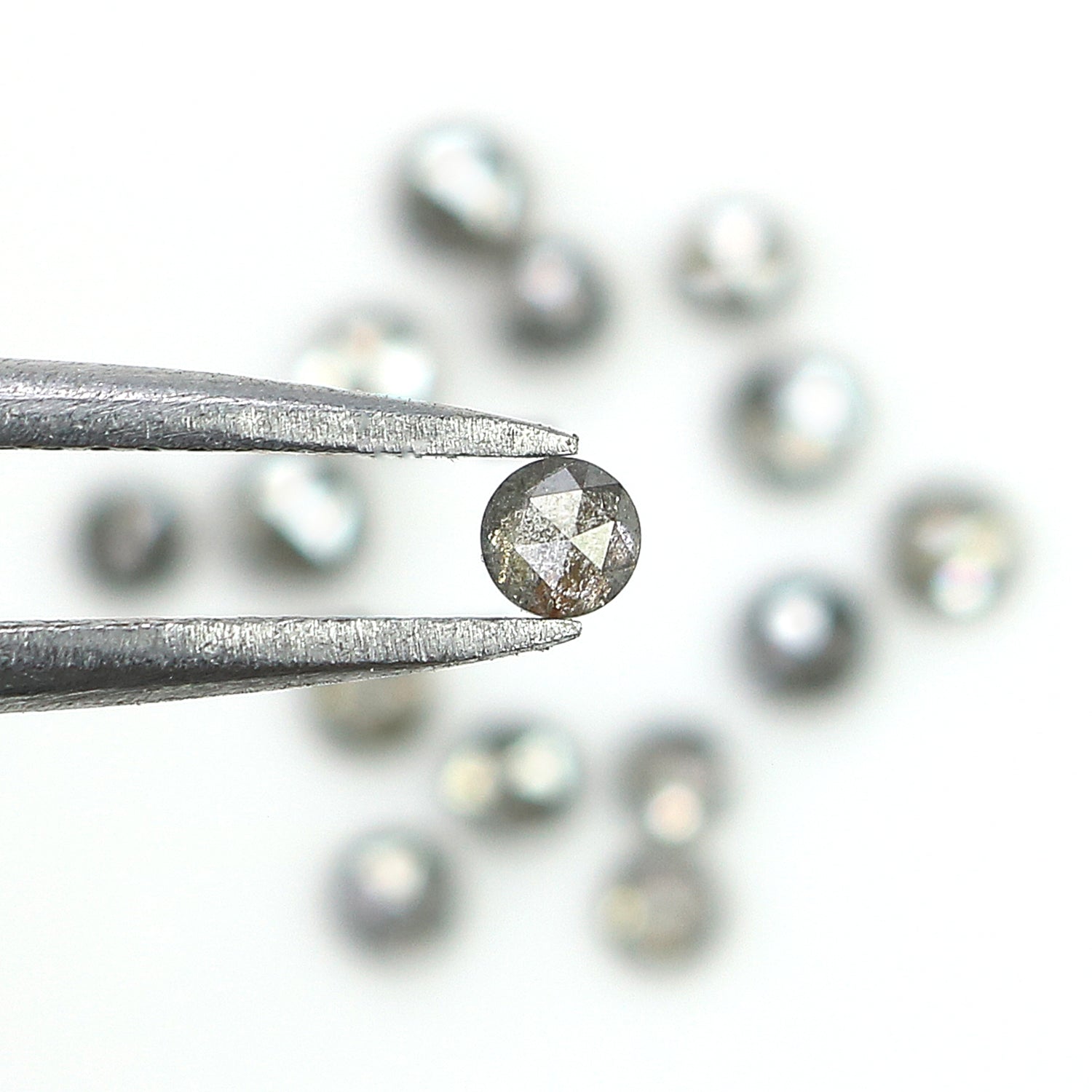 1.35 Ct Natural Loose Round Rose Cut Diamond Salt And Pepper Round Shape Diamond 2.30 MM Natural Black Grey Round Rose Cut Diamond LQ2385