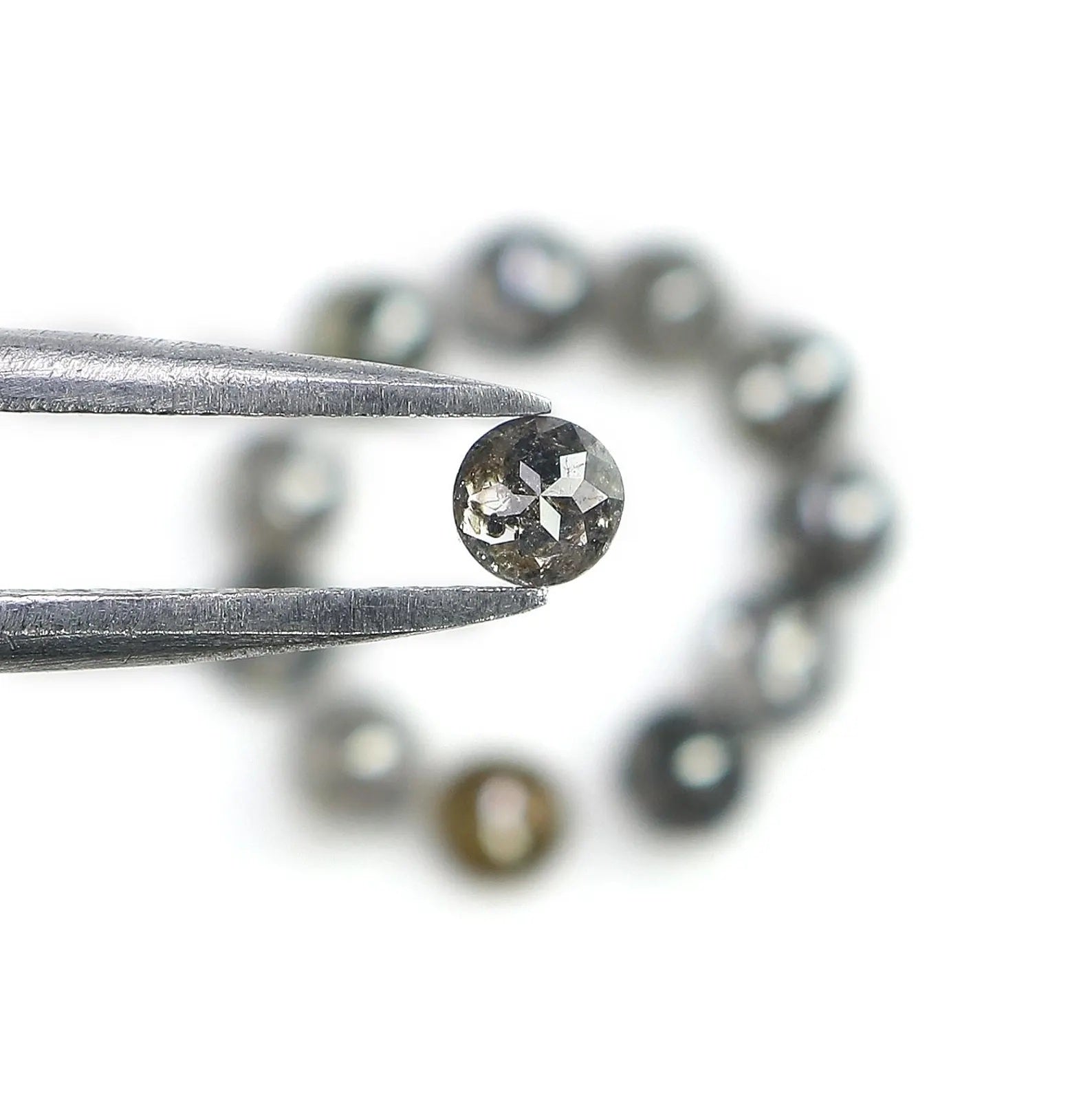 1.80 CT Natural Loose Round Shape Diamond Salt And Pepper Round Cut Diamond 3.00 MM Natural Black Grey Color Round Rose Cut Diamond NQ8070