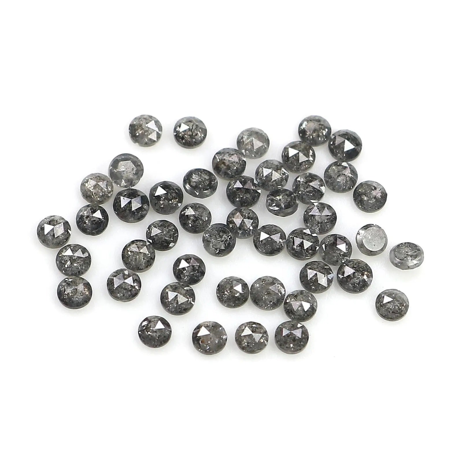 1.26 CT Natural Loose Round Shape Diamond Salt And Pepper Round Diamond 1.70 MM Natural Loose Black Grey Color Round Rose Cut Diamond NQ1789
