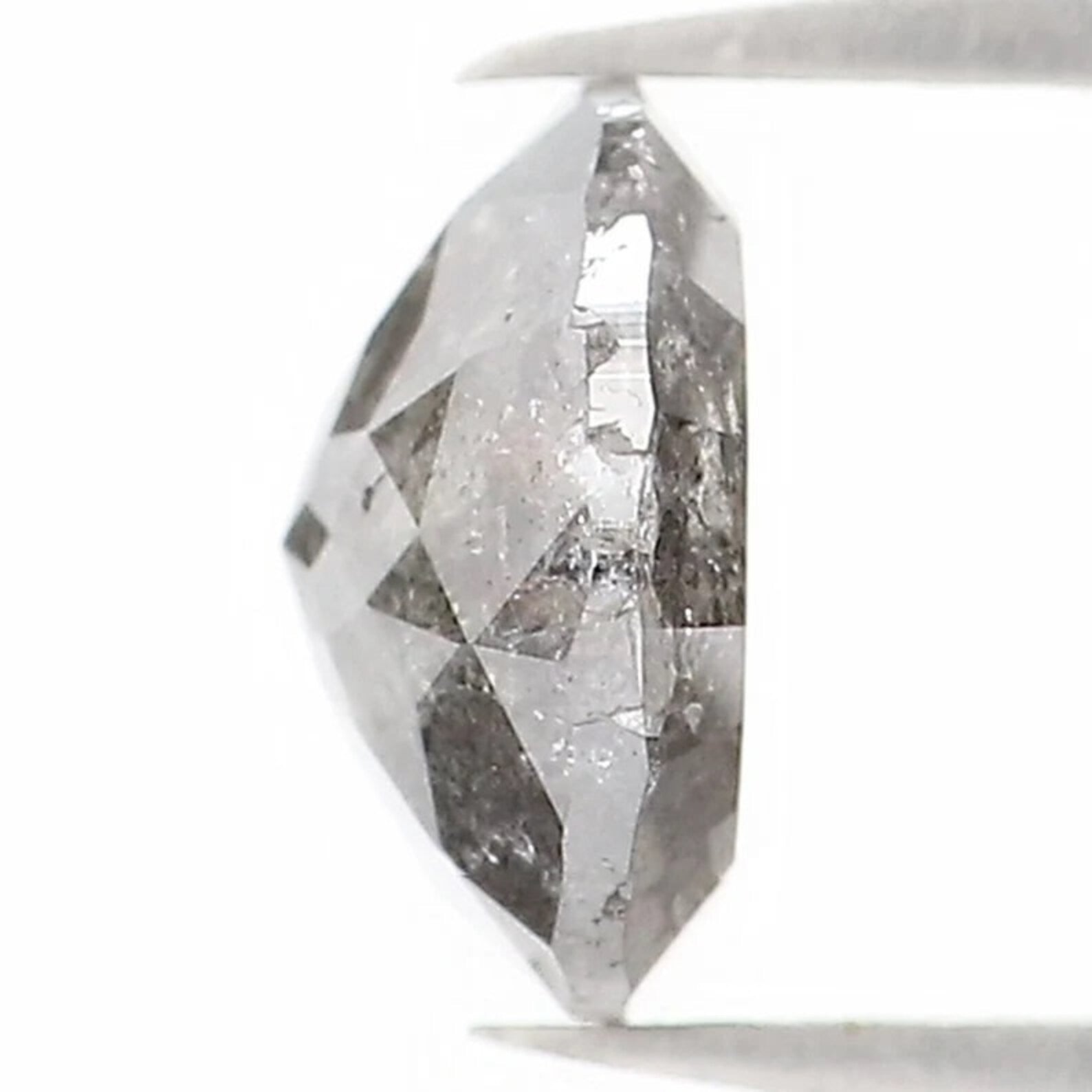 0.91 CT Natural Loose Round Cut Diamond Salt And Pepper Diamond 6.10 MM Natural Loose Diamond Black Grey Color Round Rose Cut Diamond NQ1552