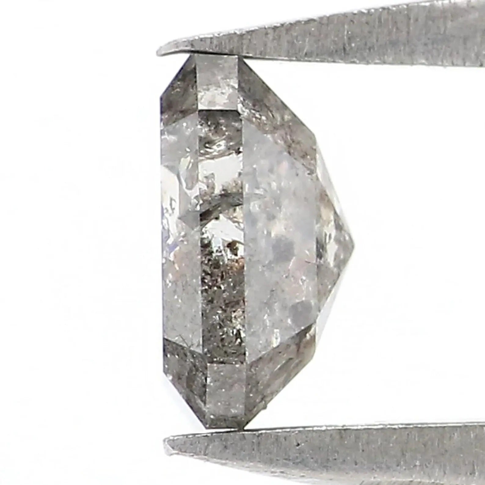 0.49 CT Natural Loose Emerald Shape Diamond Salt And Pepper Emerald Diamond 4.80 MM Natural Black Grey Color Emerald Rose Cut Diamond NQ8307