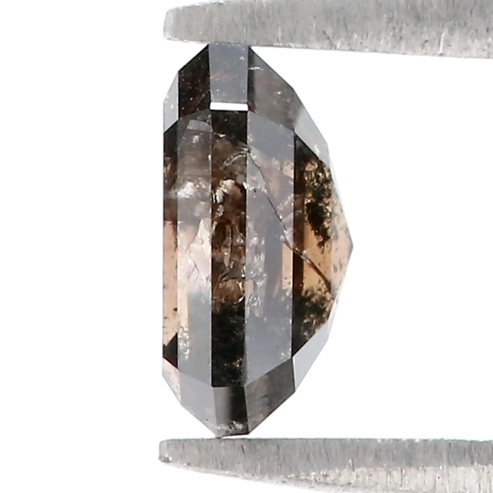 1.24 CT Natural Loose Emerald Shape Diamond Black Brown Color Emerald Cut Diamond 7.00 MM Natural Black Brown Emerald Rose Cut Diamond QN615