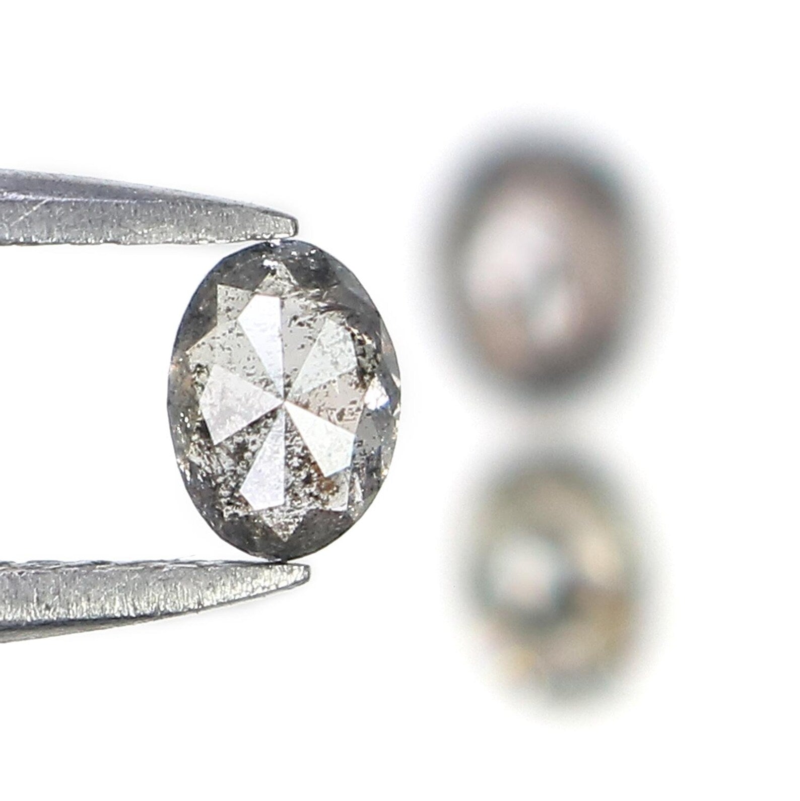 0.81 CT Natural Loose Oval Shape Diamond Salt And Pepper Oval Diamond 4.80 MM Natural Diamond Black Gray Color Oval Rose Cut Diamond NQ1215