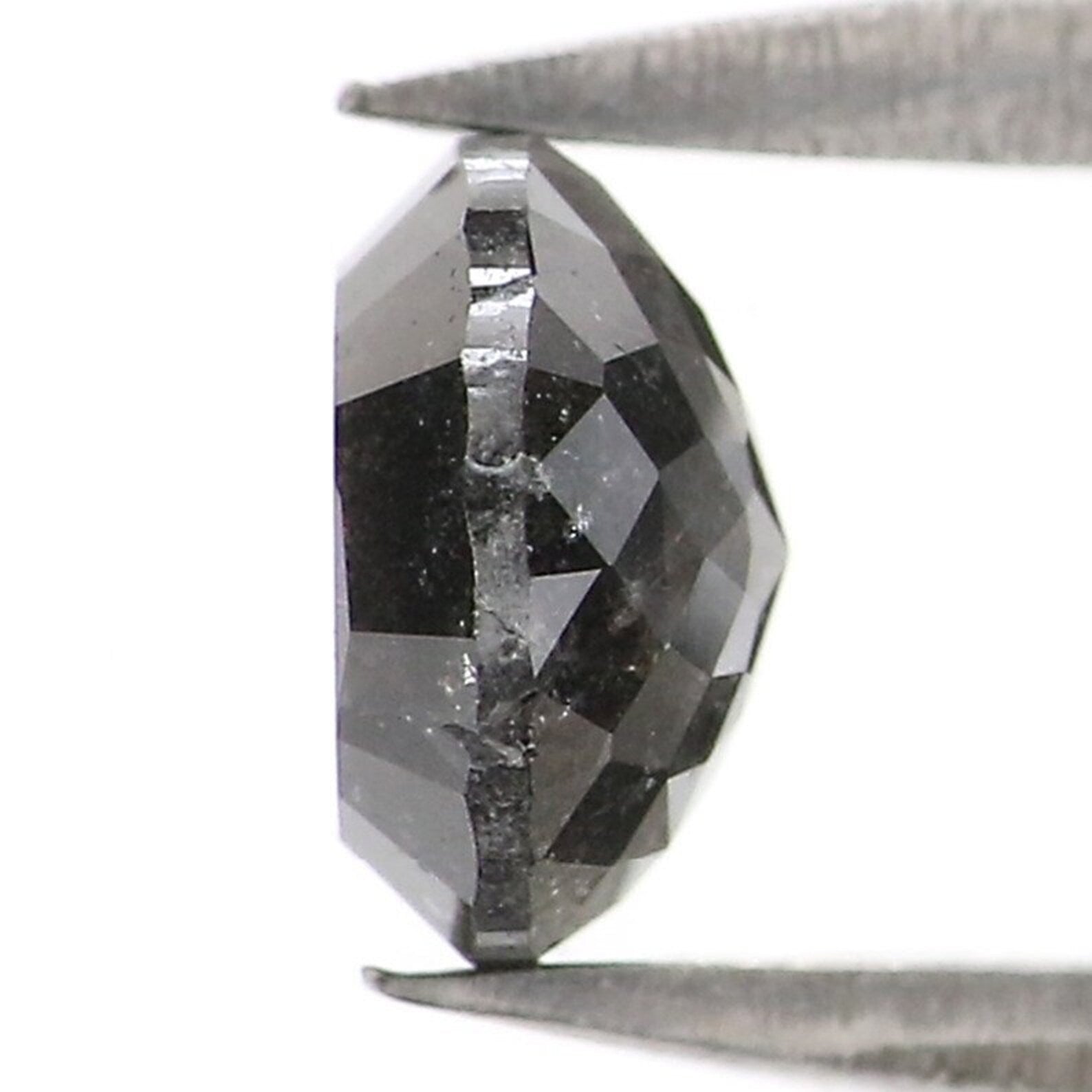 0.77 CT Natural Loose Round Cut Diamond Salt And Pepper Diamond 5.45 MM Natural Loose Diamond Black Grey Color Round Rose Cut Diamond NQ740