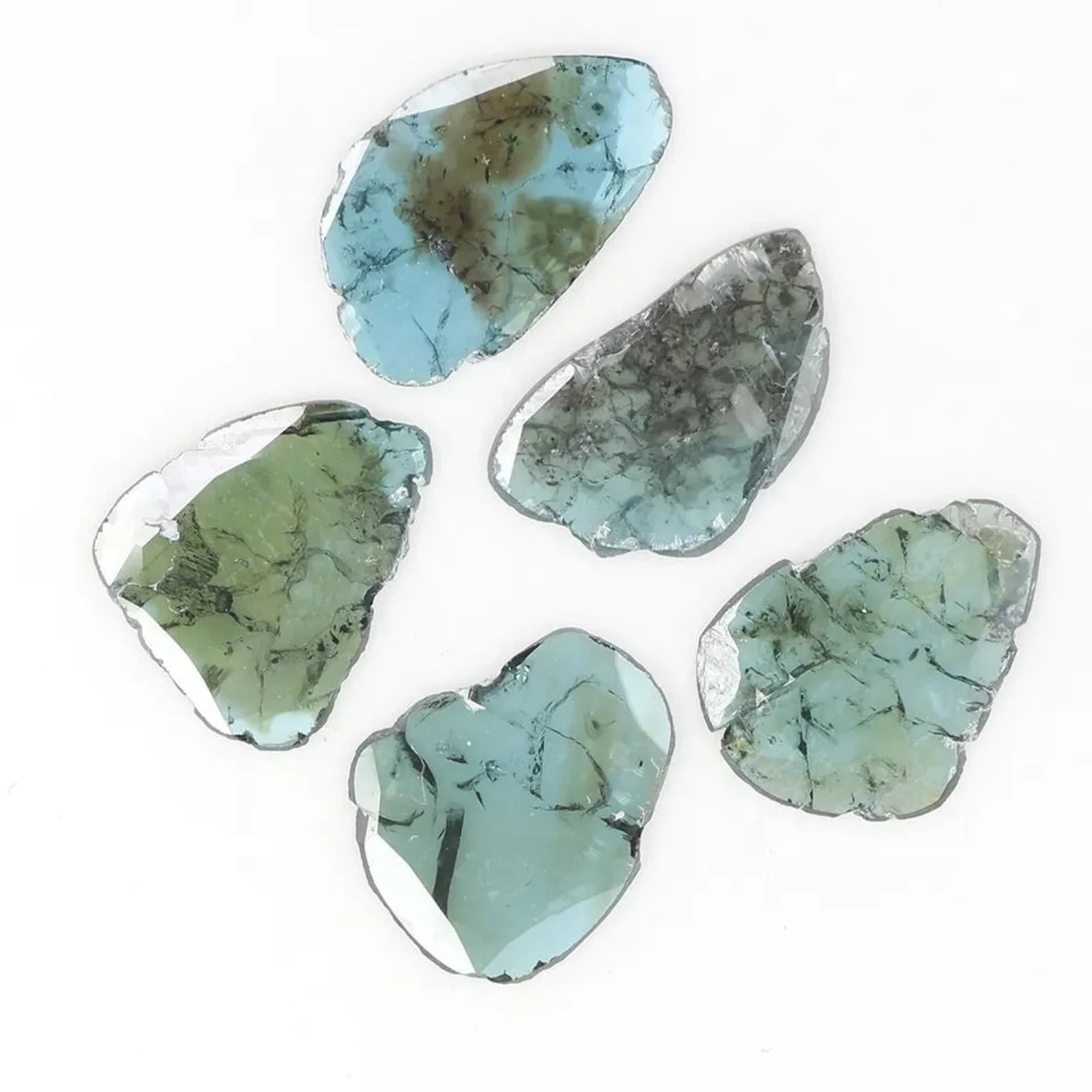 1.54 Ct Natural Loose Slice Shape Diamond Blue Color Slice Cut Diamond 7.80 MM Natural Loose Diamond Blue Color Irregular Cut Diamond NQ1301