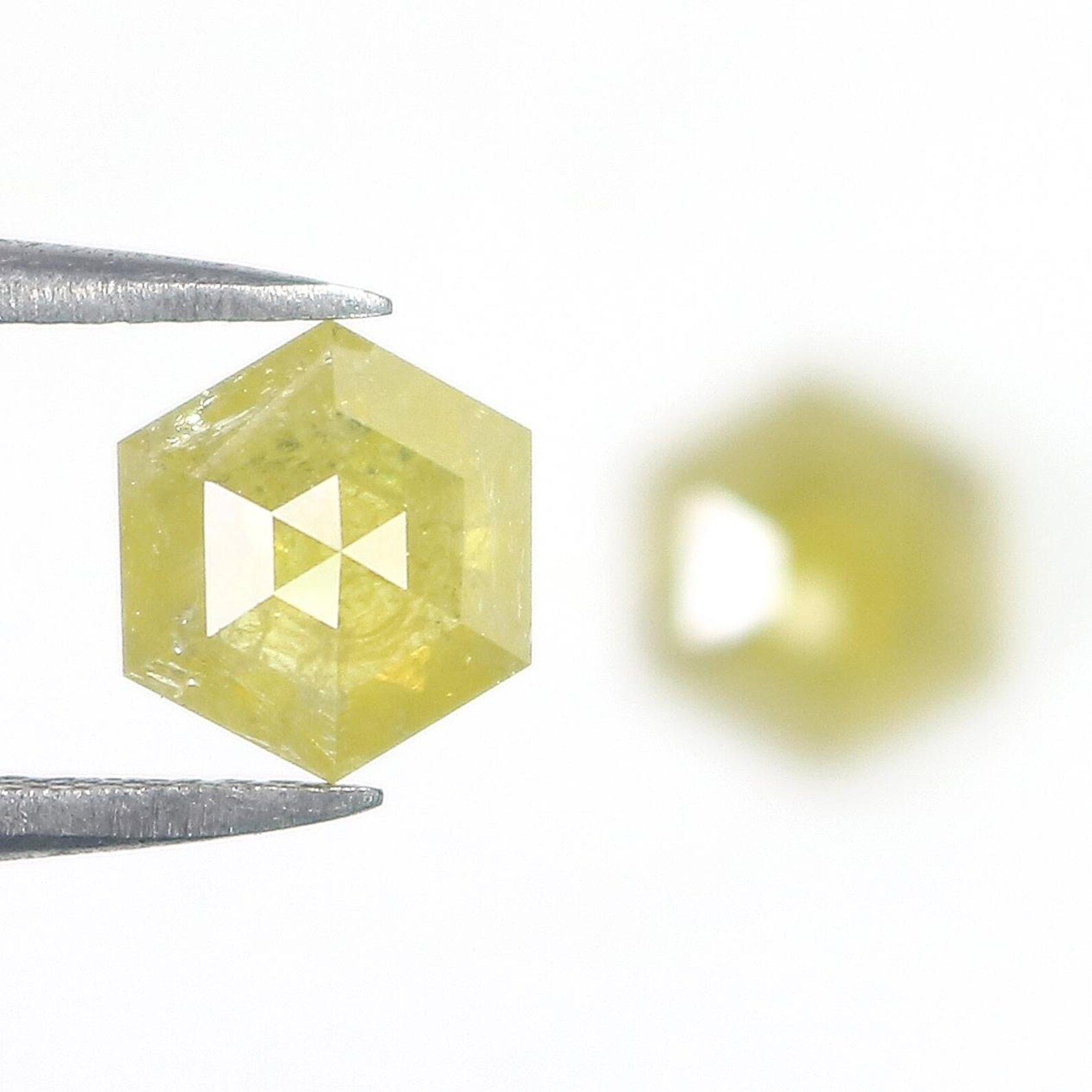 2.07 Ct Natural Loose Hexagon Shape Pair Diamond Yellow Color Hexagon Cut Diamond 6.70 MM Natural Diamond Hexagon Rose Cut Diamond NQ7999